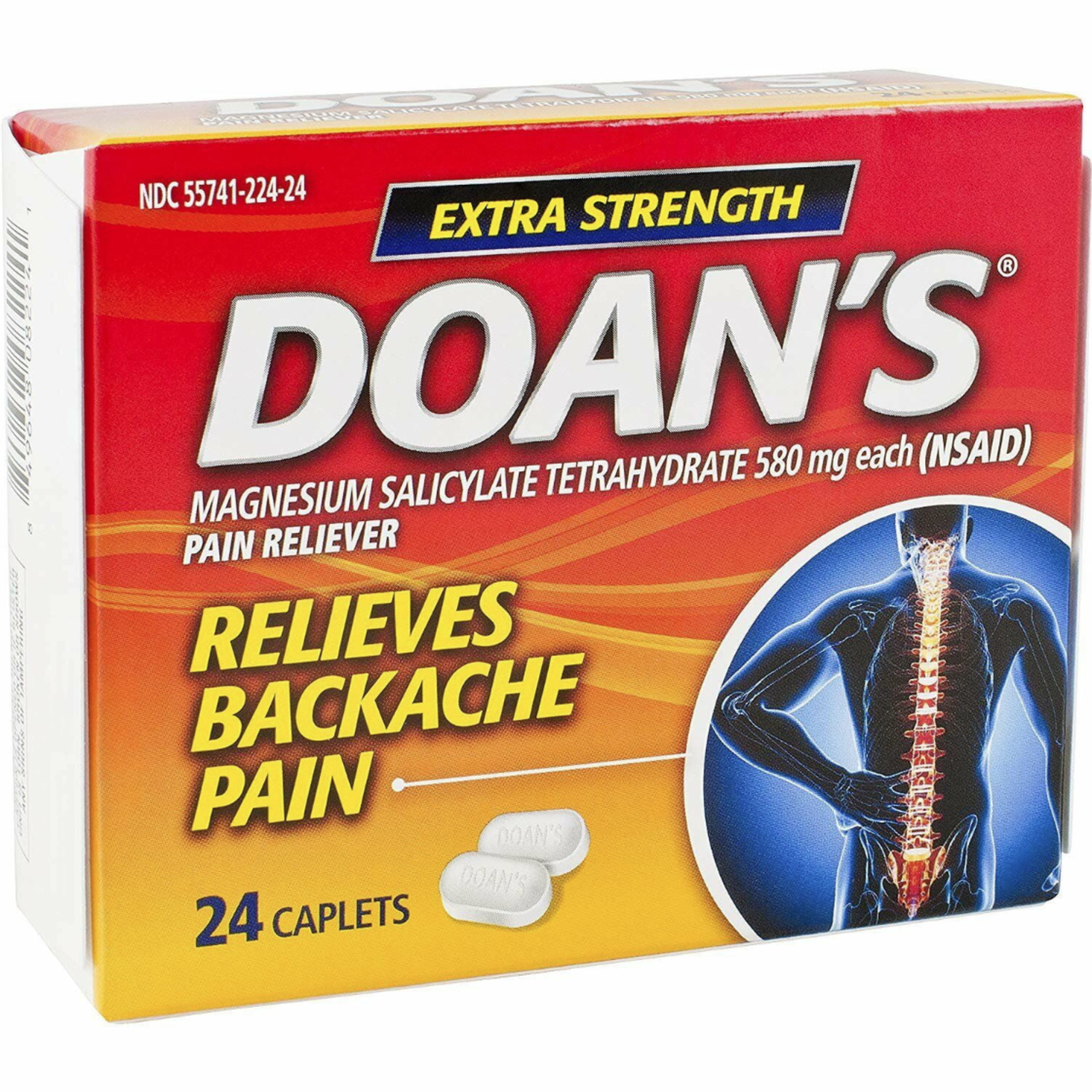 Doan's Extra Strength Back Pain Reliever, Caplets, 24 Count