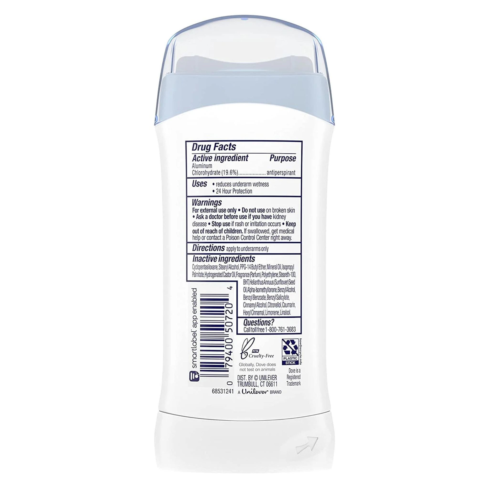 Dove Invisible Solid Deodorant, Powder - 2.6 Ounce