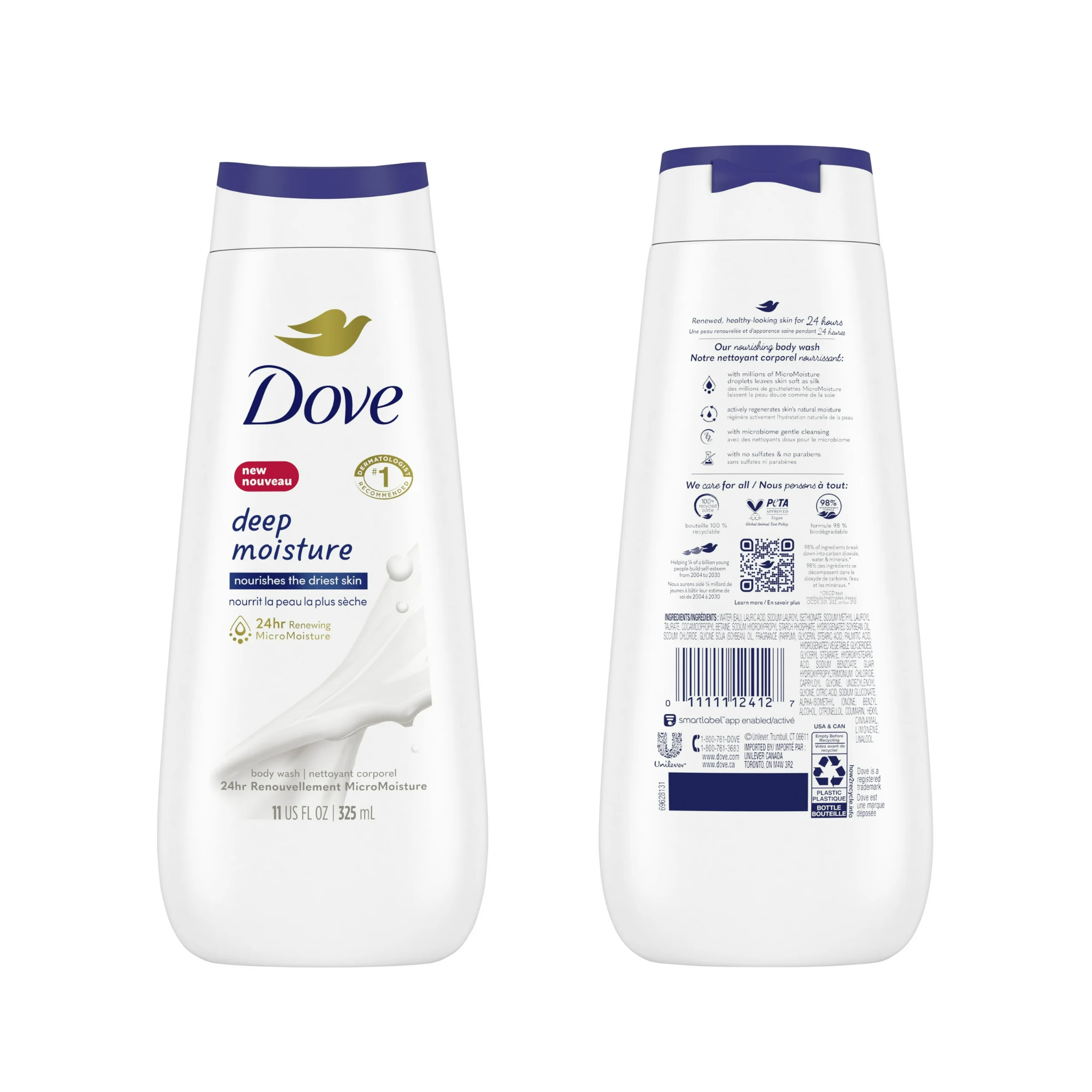 Dove®, Deep Moisture Body Wash, Nourishing and Long-Lasting Hydration for Soft Skin, 11 fl oz