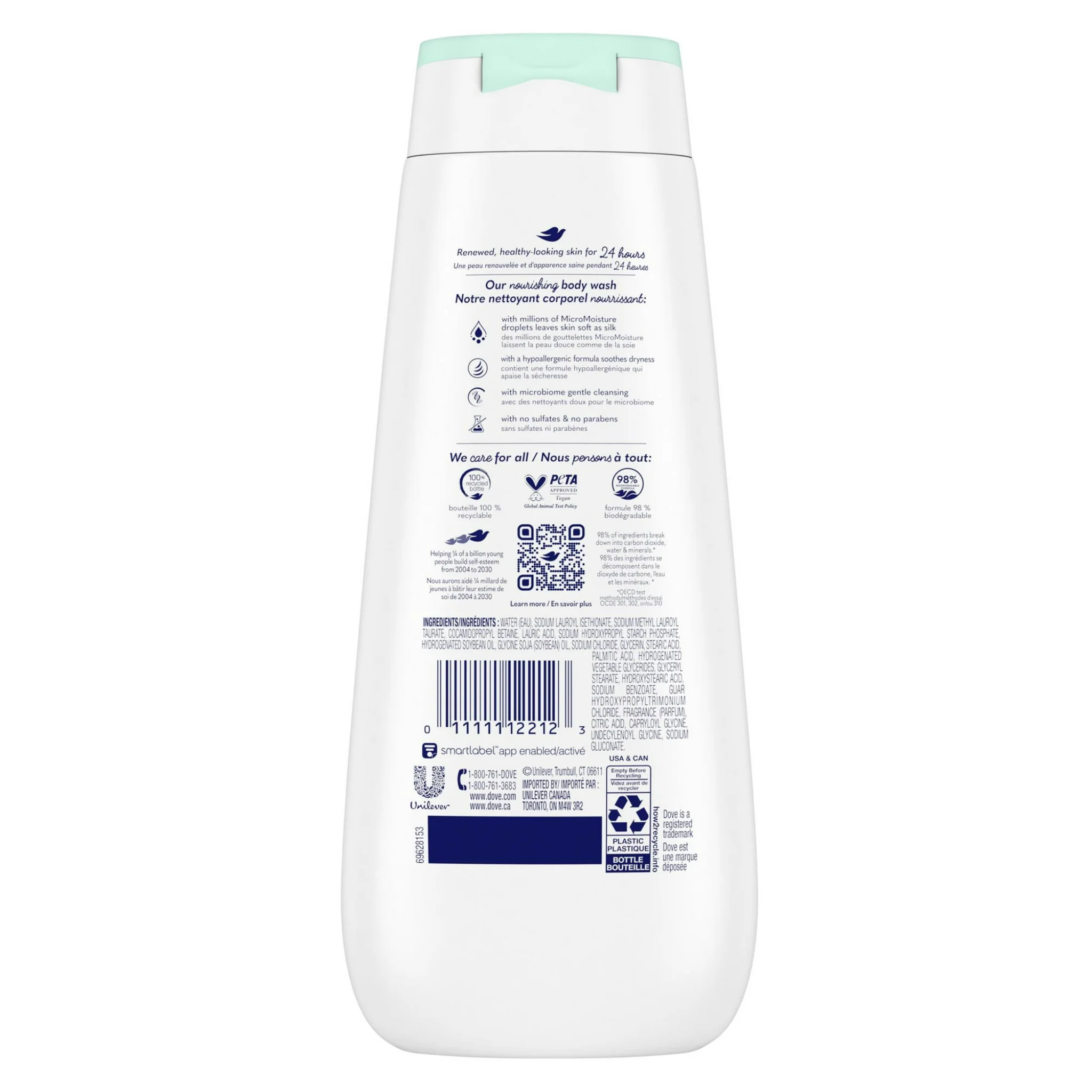 Dove®, Sensitive Skin Body Wash, Hypoallergenic and Moisturizing Cleanser for Gentle Care, 11 oz