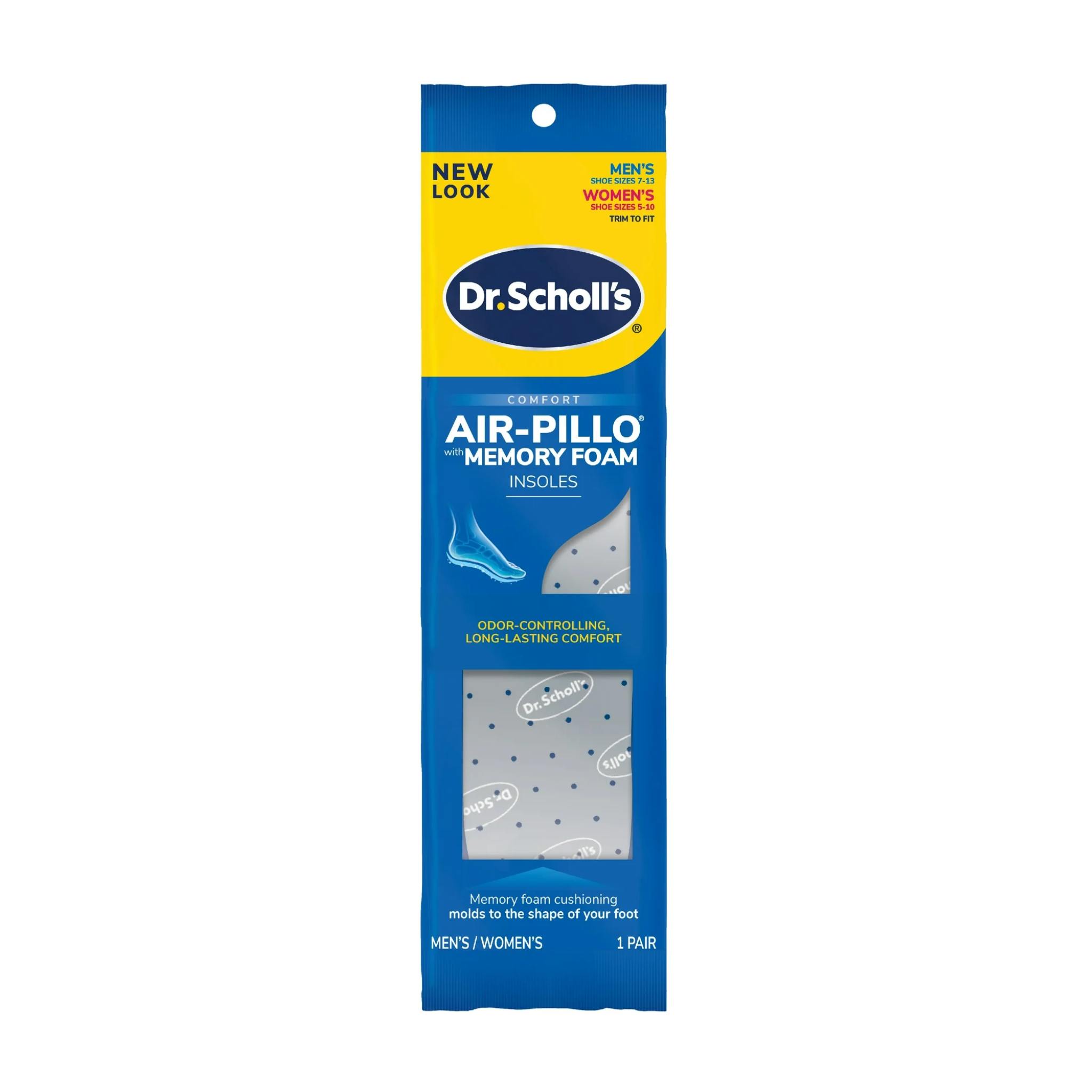 Dr. Scholl's Air-Pillo With Memory Foam Insoles, Trim to Fit Insoles, Unisex, 1 Pair