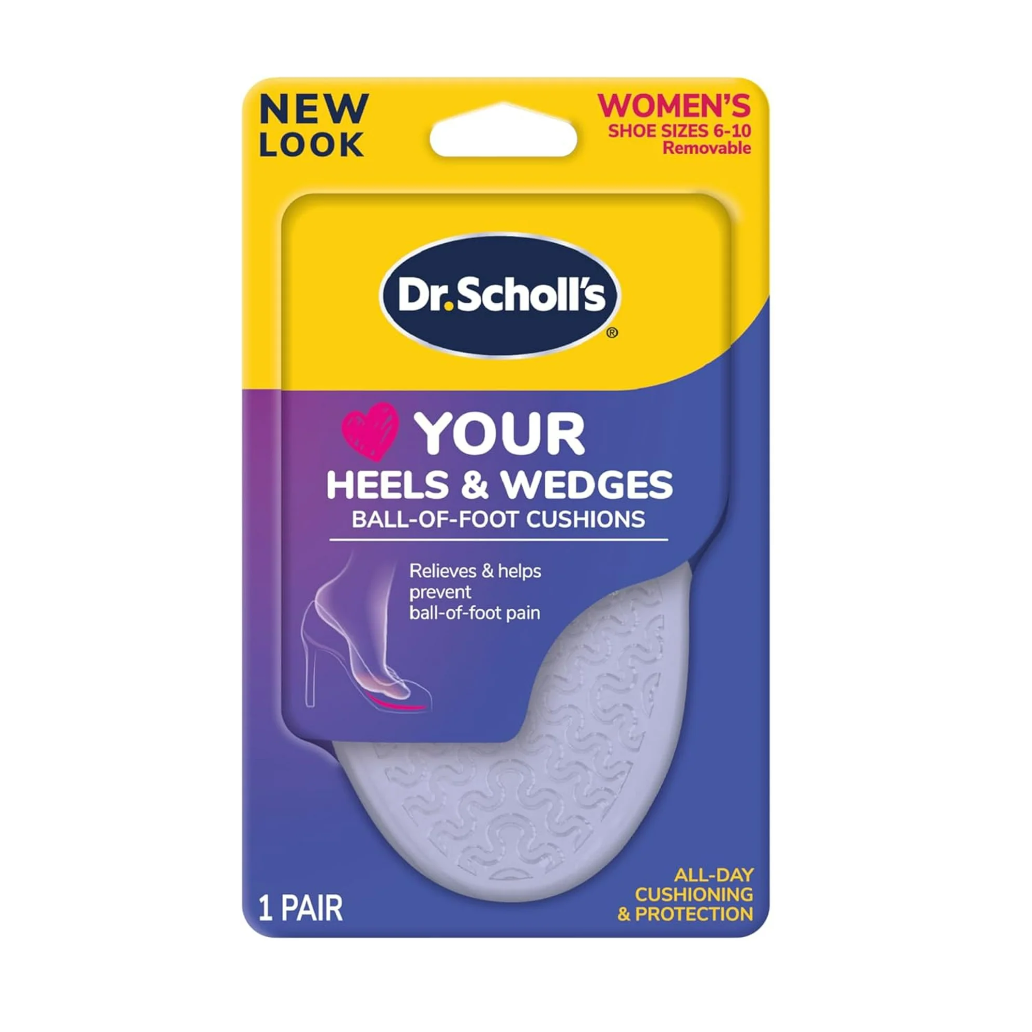 Dr. Scholl's, Love Your Heels & Wedges Ball of Foot Cushions, All-Day Comfort with No-Slip Design, 1 Pair