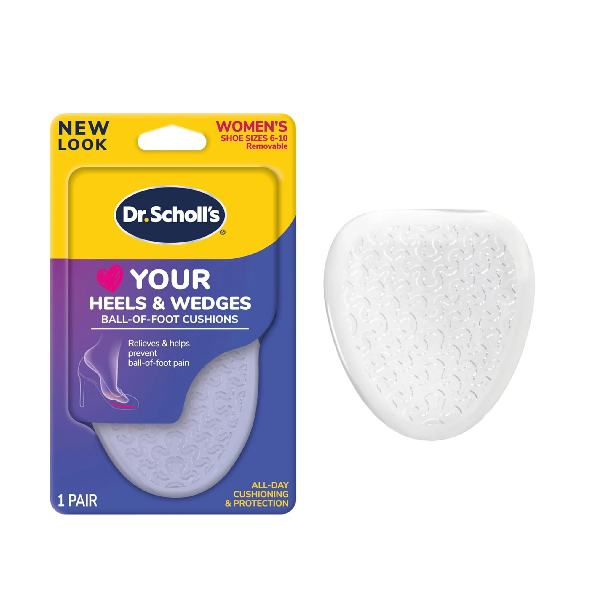 Dr. Scholl's, Love Your Heels & Wedges Ball of Foot Cushions, All-Day Comfort with No-Slip Design, 1 Pair