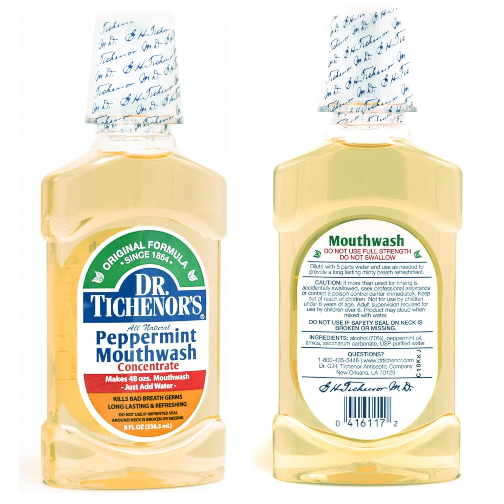 Dr. Tichenor's, Peppermint Mouthwash Concentrate, Minty Oral Rinse for Fresh Breath and Oral Health, 8 fl oz