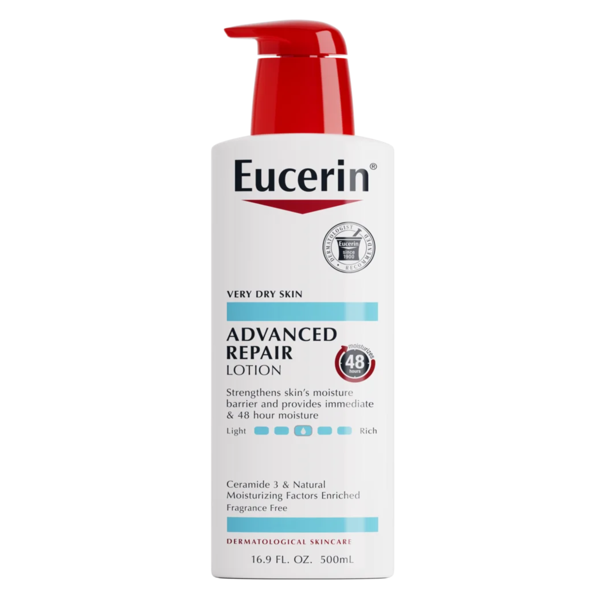 Eucerin, Advanced Repair Body Lotion, Intensive Hydration for Smooth and Healthy Skin, Fragrance-Free, 16.9 fl oz Bottle