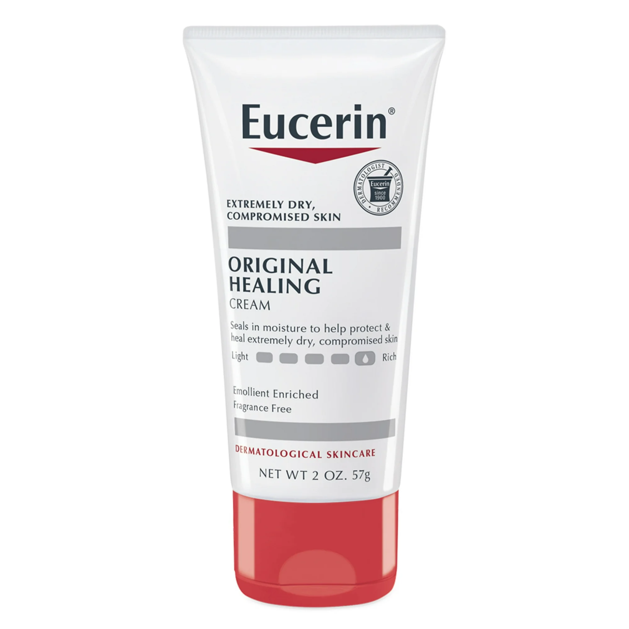 Eucerin, Original Healing Rich Cream, Intensive Moisture for Extremely Dry and Sensitive Skin, 2 oz Tube