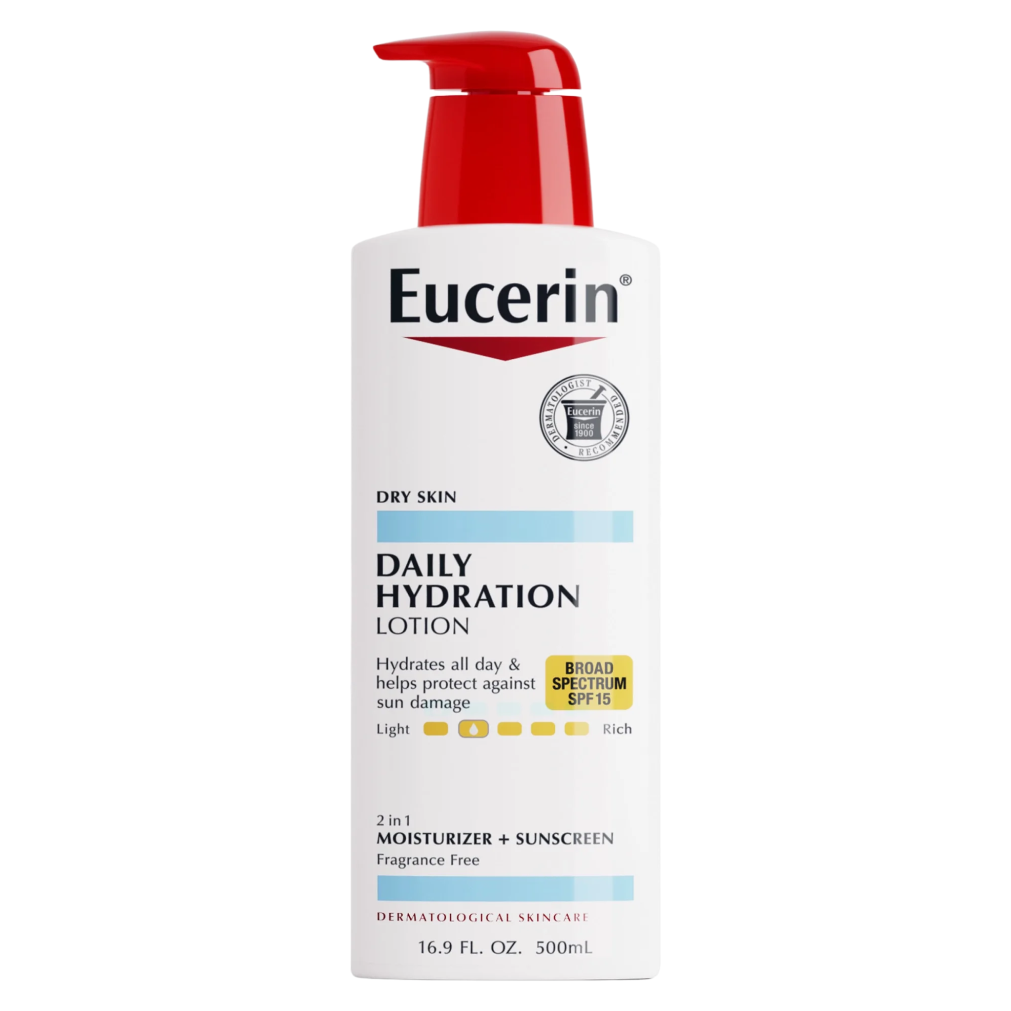 Eucerin, Daily Hydration Body Lotion, Broad Spectrum SPF 15 for Moisture & Sun Protection, 16.9 fl oz Bottle