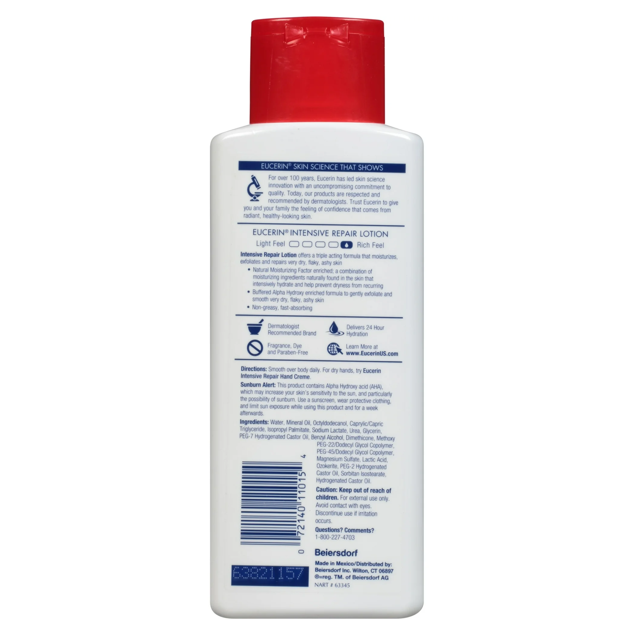 Eucerin, Intensive Repair Lotion, Deep Hydration for Very Dry, Flaky Skin, Use After Hand Washing, 8.4 fl oz Bottle