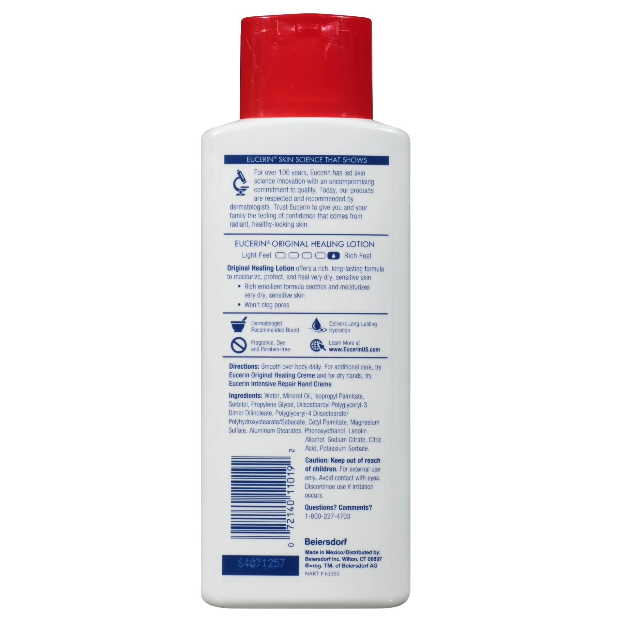 Eucerin, Original Healing Lotion, Rich Body Lotion for Intense Moisture and Dry Skin Relief, 8.4 fl oz Bottle