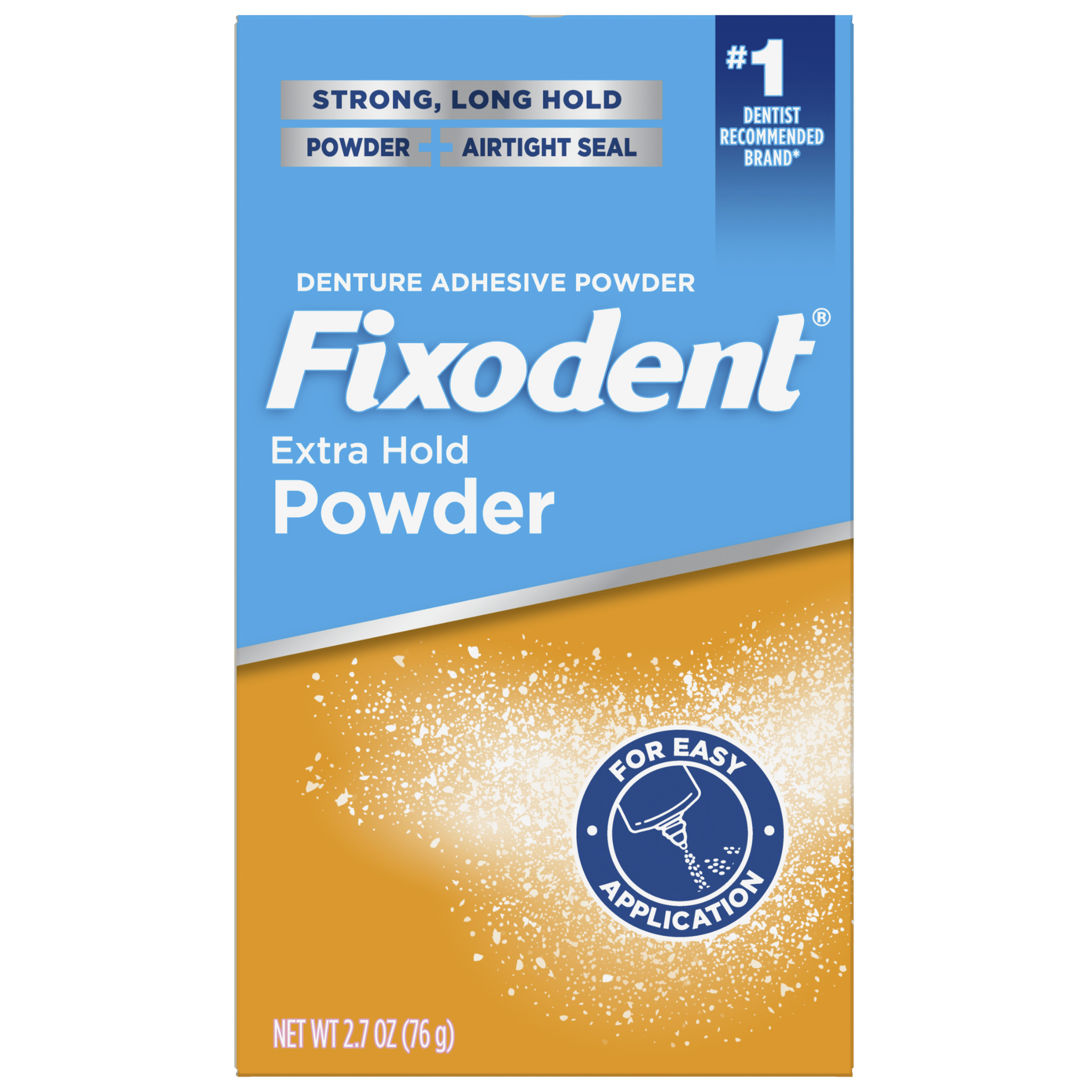 Fixodent, Extra Hold Denture Adhesive Powder, Long-Lasting Secure Fit, 2.7 oz