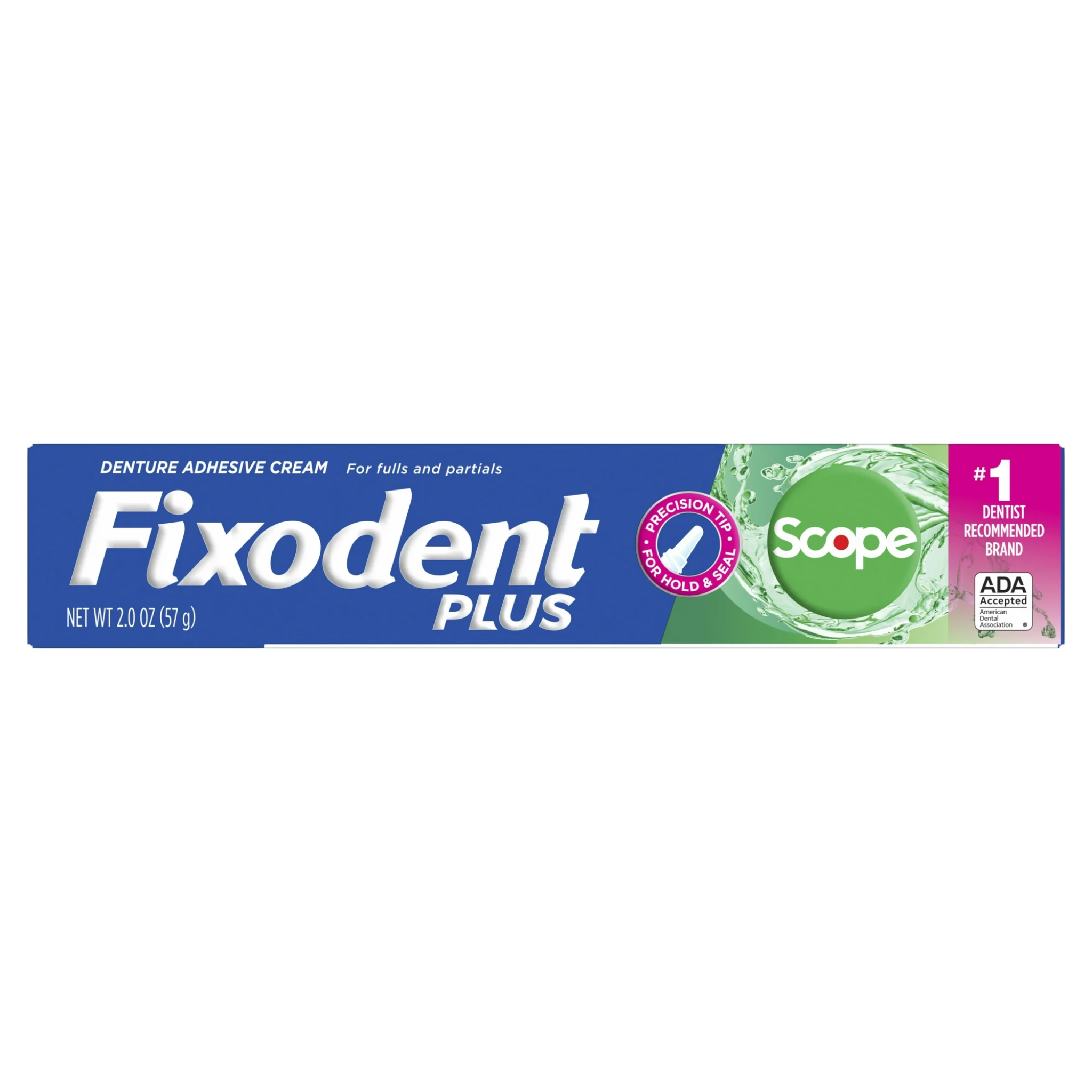 Fixodent, Plus Scope Denture Adhesive Cream, Secure Hold and Fresh Scope Flavor, 2.0 oz