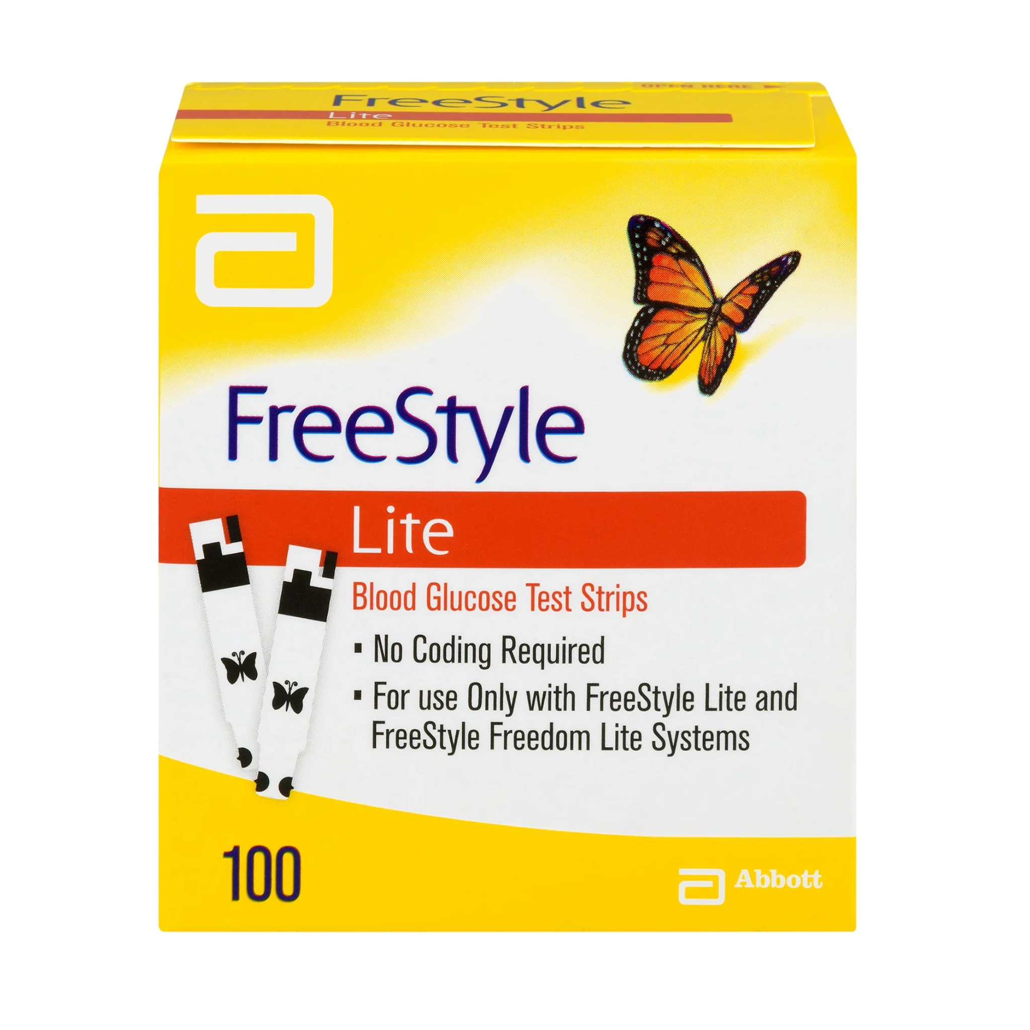 FreeStyle, Lite Blood Glucose Test Strips, Highly Accurate Diabetes Monitoring, 100 Count