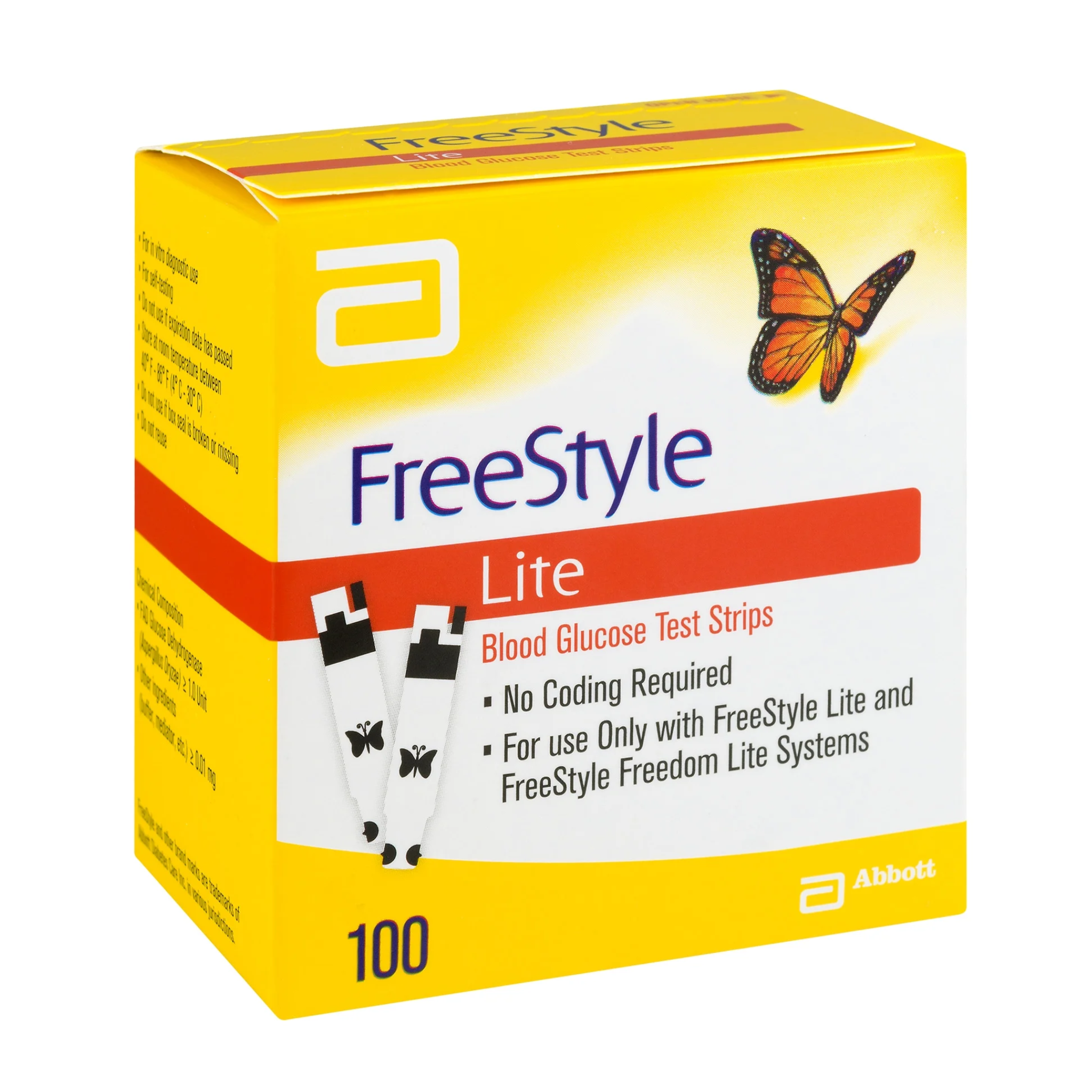 FreeStyle, Lite Blood Glucose Test Strips, Highly Accurate Diabetes Monitoring, 100 Count