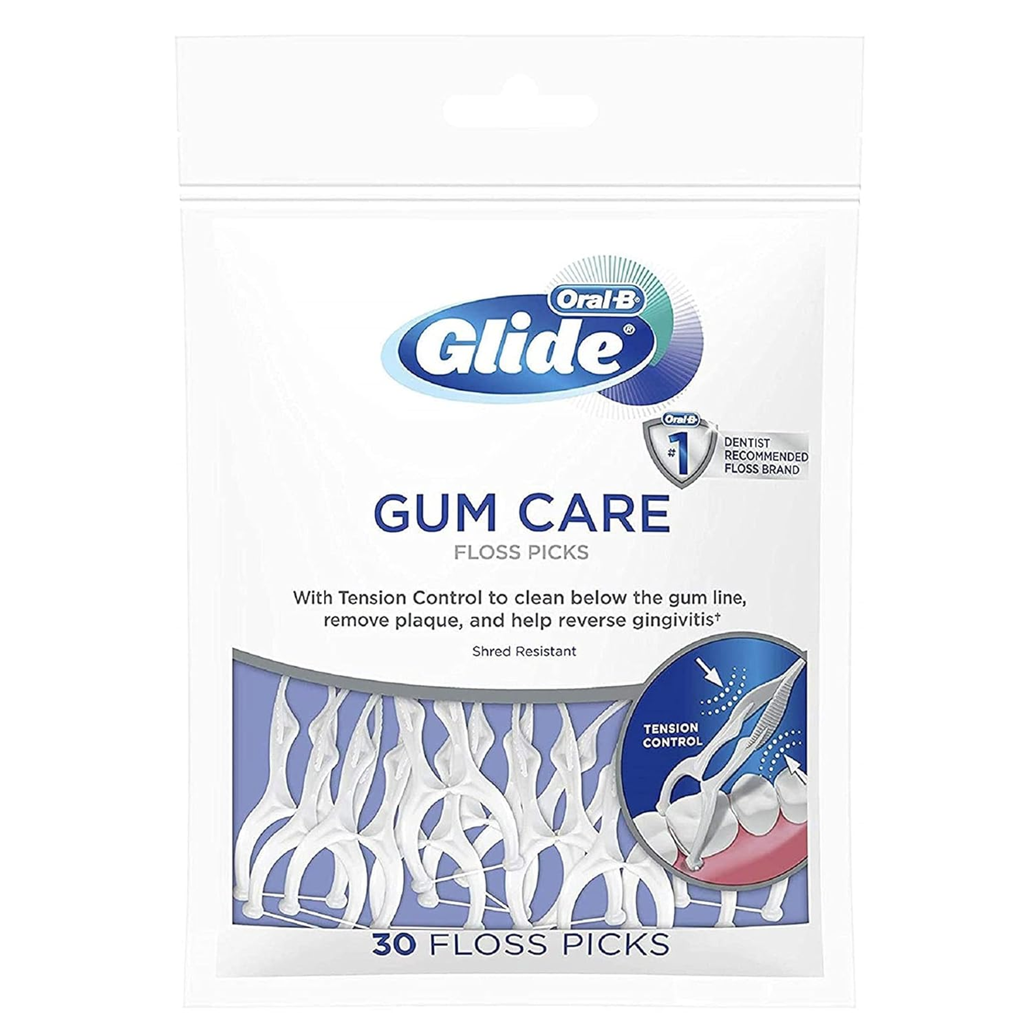 GLIDE, Pro-Health Advanced Floss Picks, Convenient and Effective Plaque Removal, 30 Each