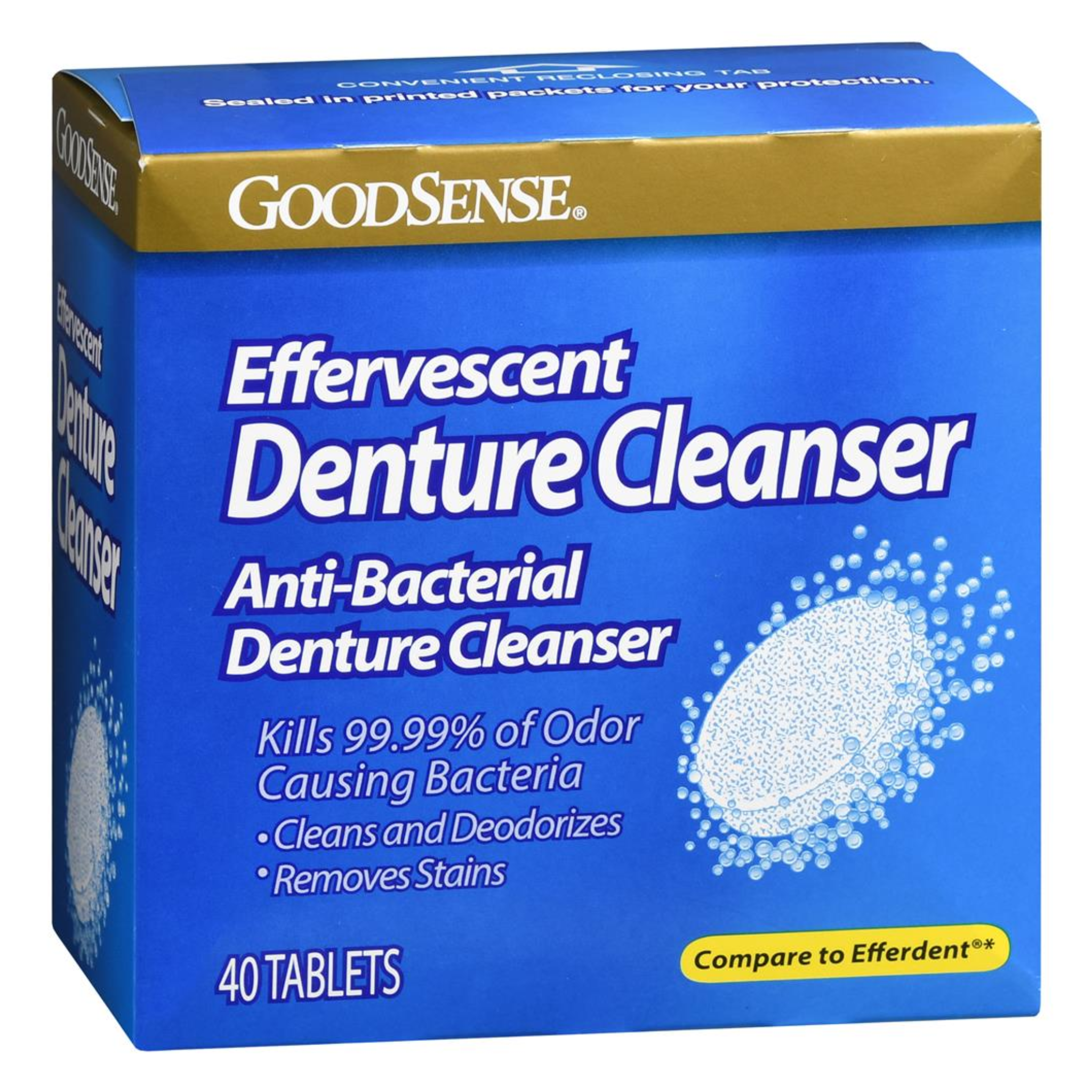 GoodSense®, Denture Cleanser Effervescent Tablets, Fresh Mint Flavor for Thorough Cleaning, 40 Count