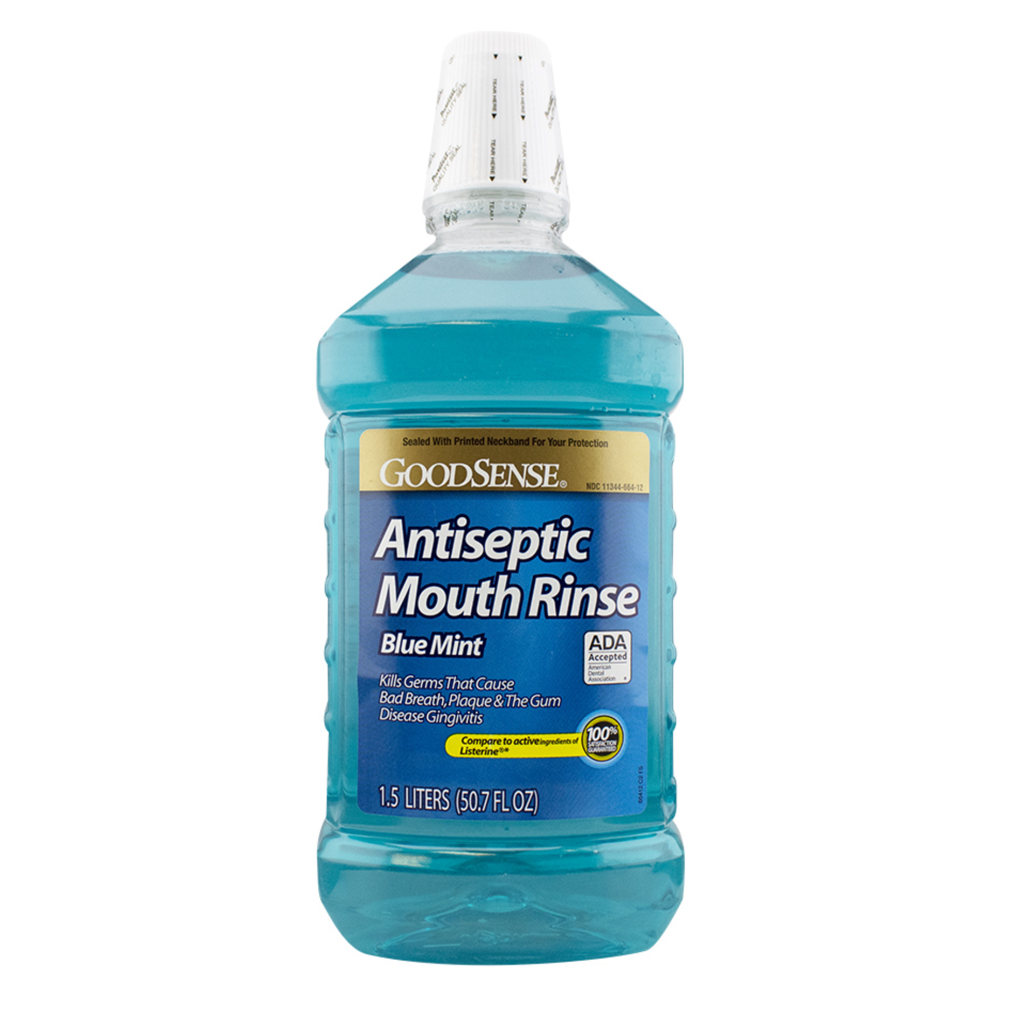 GoodSense, Antiseptic Mouth Rinse, Blue Mint Flavor, Powerful Germ-Fighting Formula for Oral Hygiene, 1.5 Liter