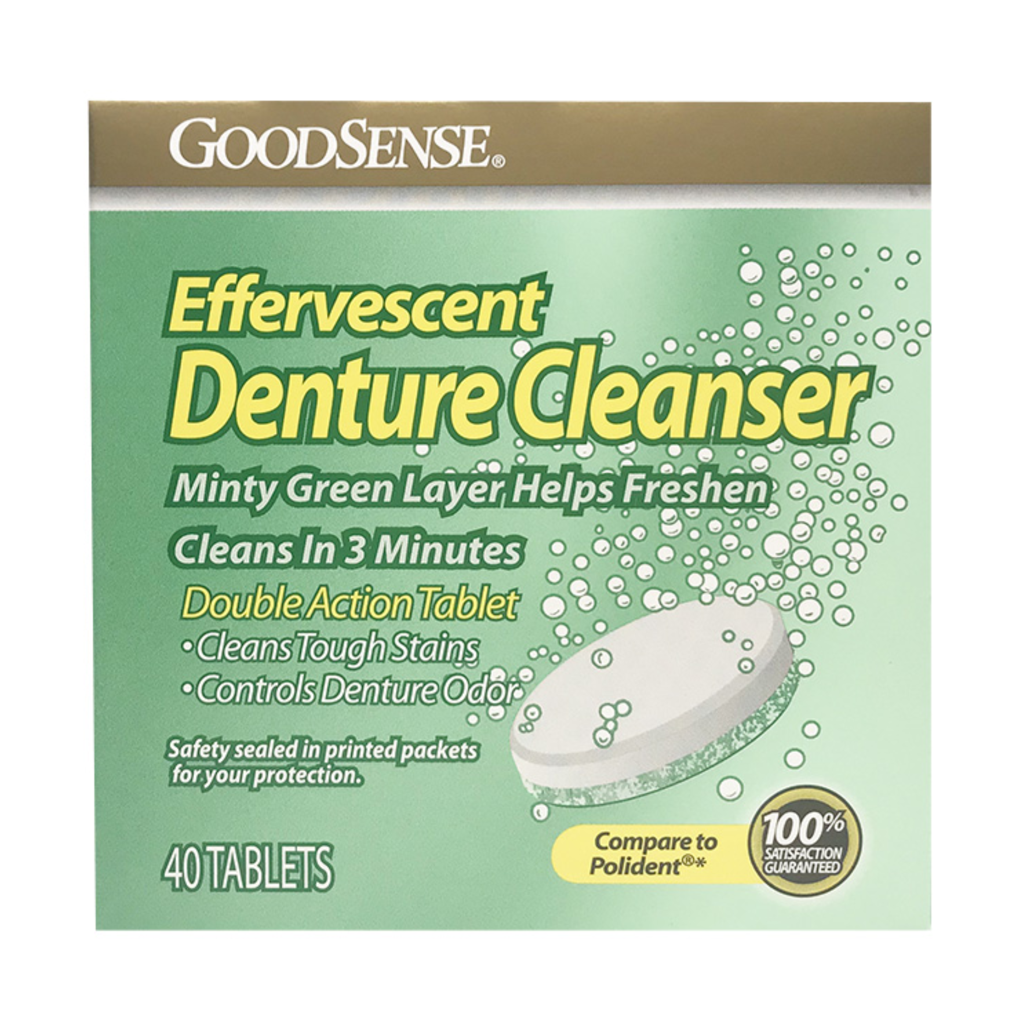 GoodSense, Effervescent Denture Cleanser Tabs, Mint Flavor for Fresh and Clean Dentures, 40 Count