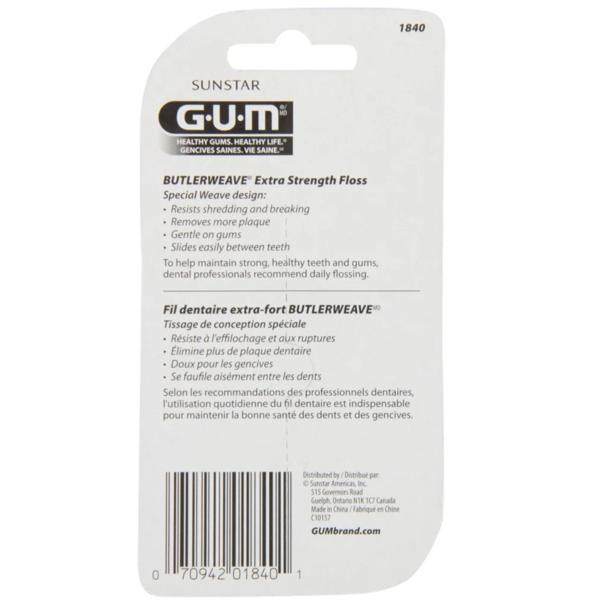 GUM, Butlerweave Floss, Mint Waxed for Smooth and Effective Cleaning, 200 yd