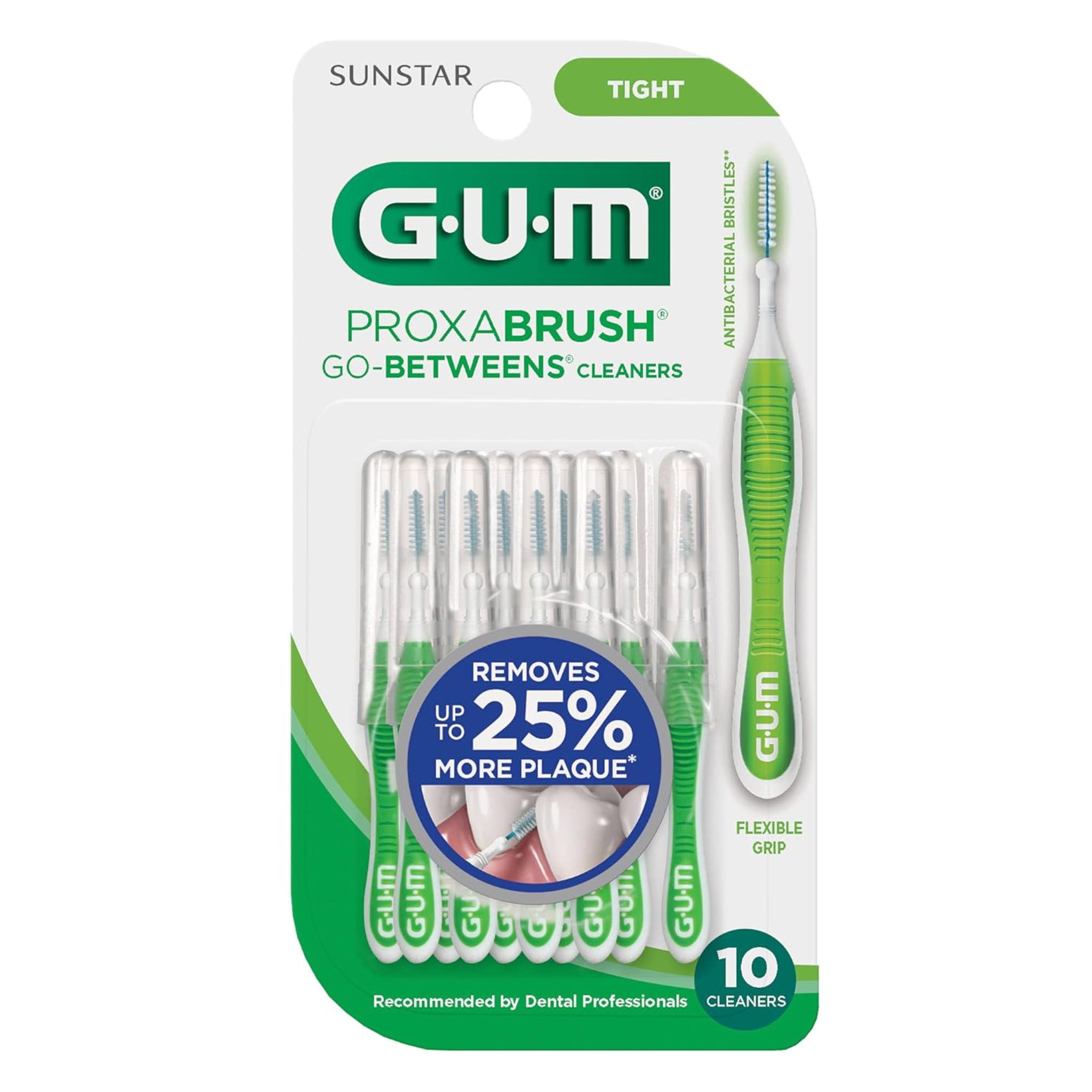 GUM, Proxabrush Go-Betweens Cleaners, Tight Interdental Brushes for Precise Cleaning, 10 Count