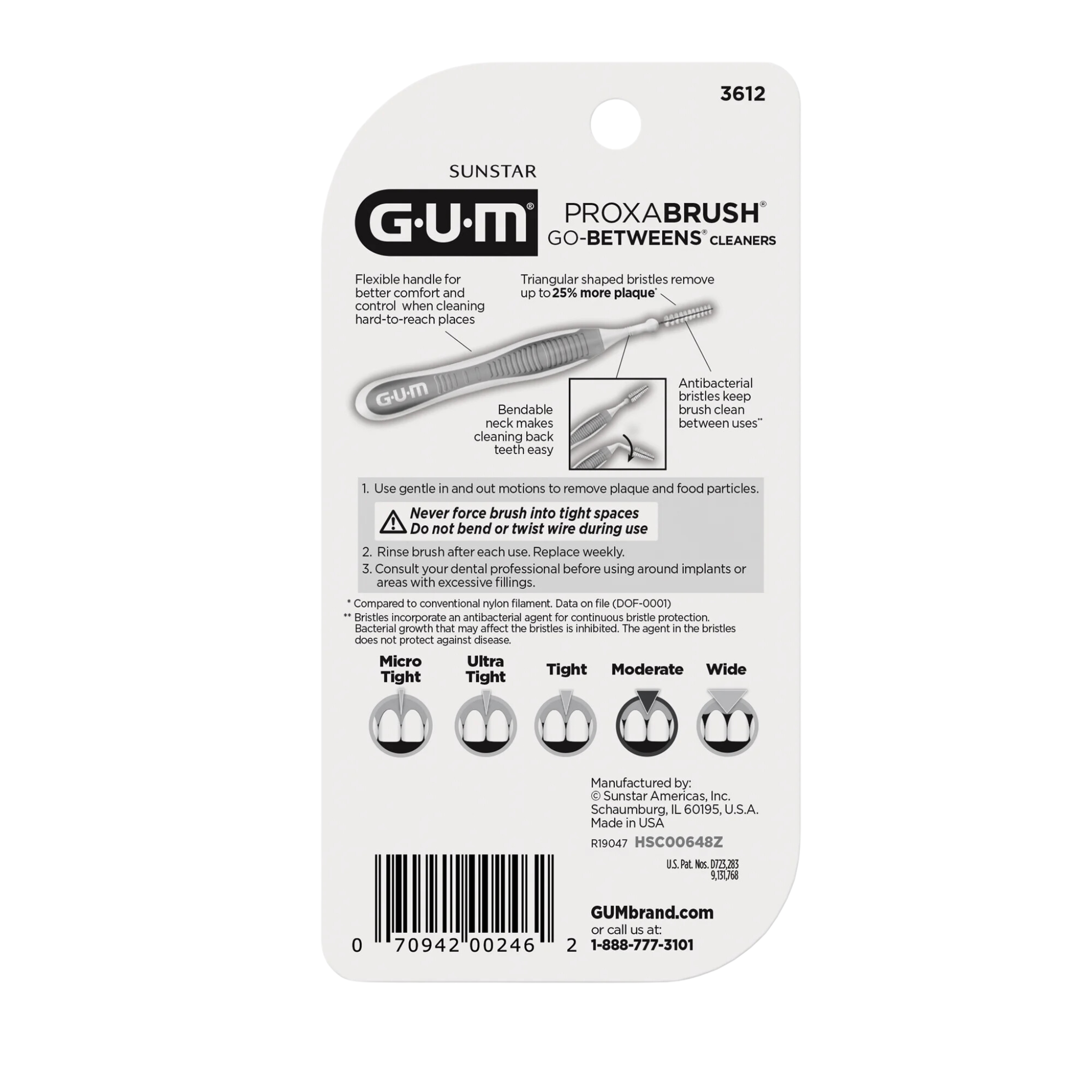 GUM, Proxabrush Go-Betweens, Moderate, Soft Bristled Interdental Brushes for Gentle Cleaning, 10 Count