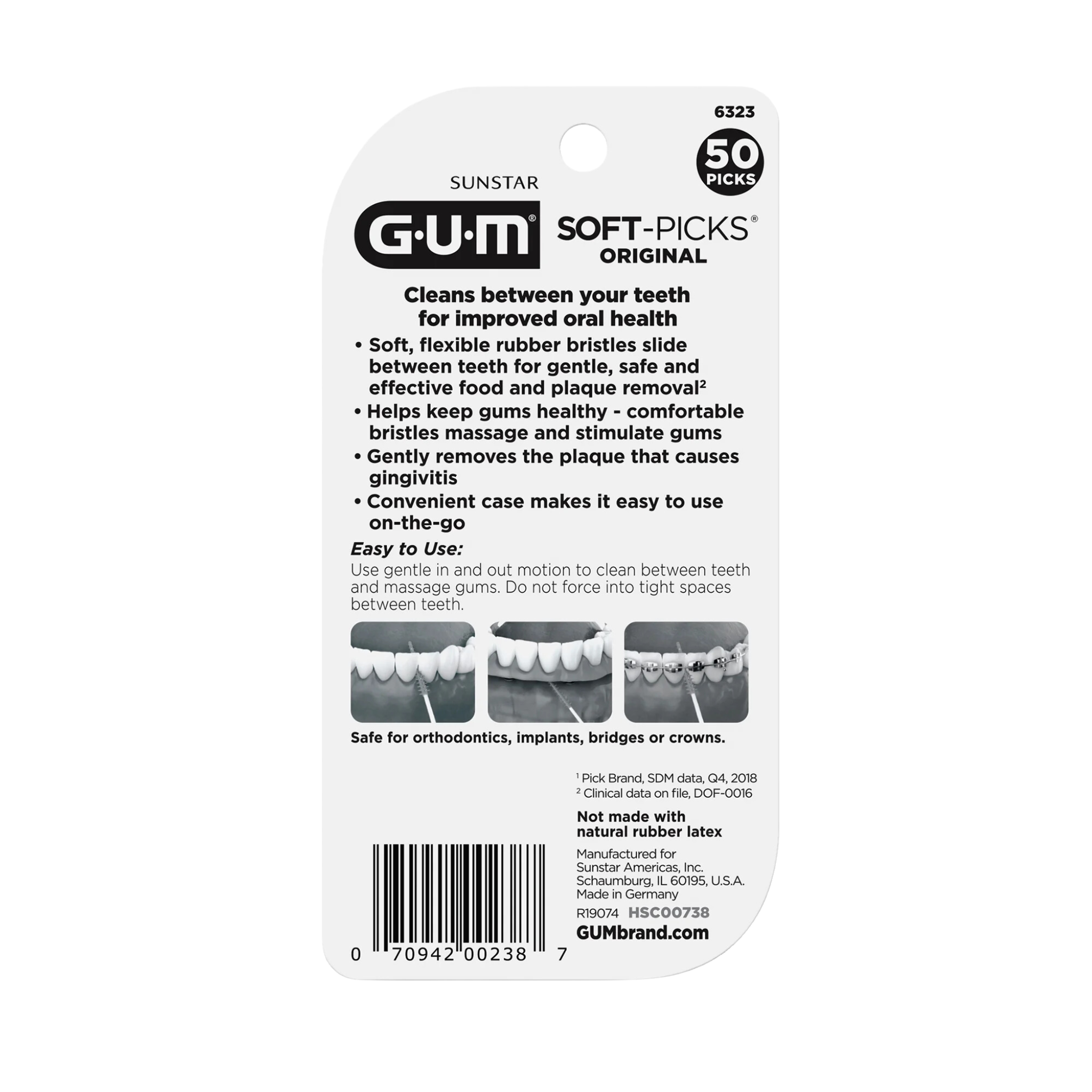 GUM, Soft-Picks Original, Dentist Recommended Dental Picks for Effective Plaque Removal, 50 Count