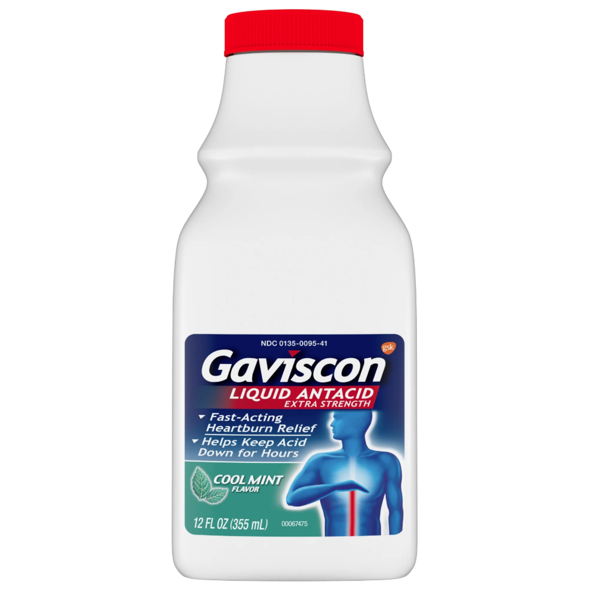 Gaviscon Extra Strength Cool Mint Liquid Antacid for Fast-Acting Heartburn Relief, 12 Ounces