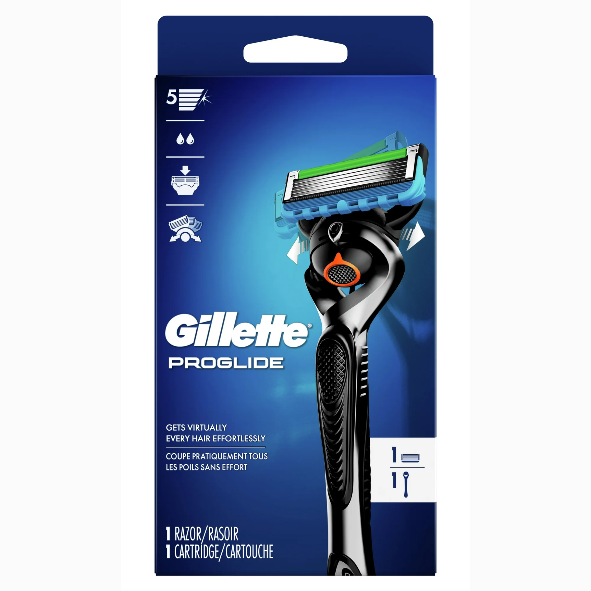 Gillette, Fusion5 ProGlide Razor for Men, 5-Blade System, 1 Handle with 1 Blade Refill