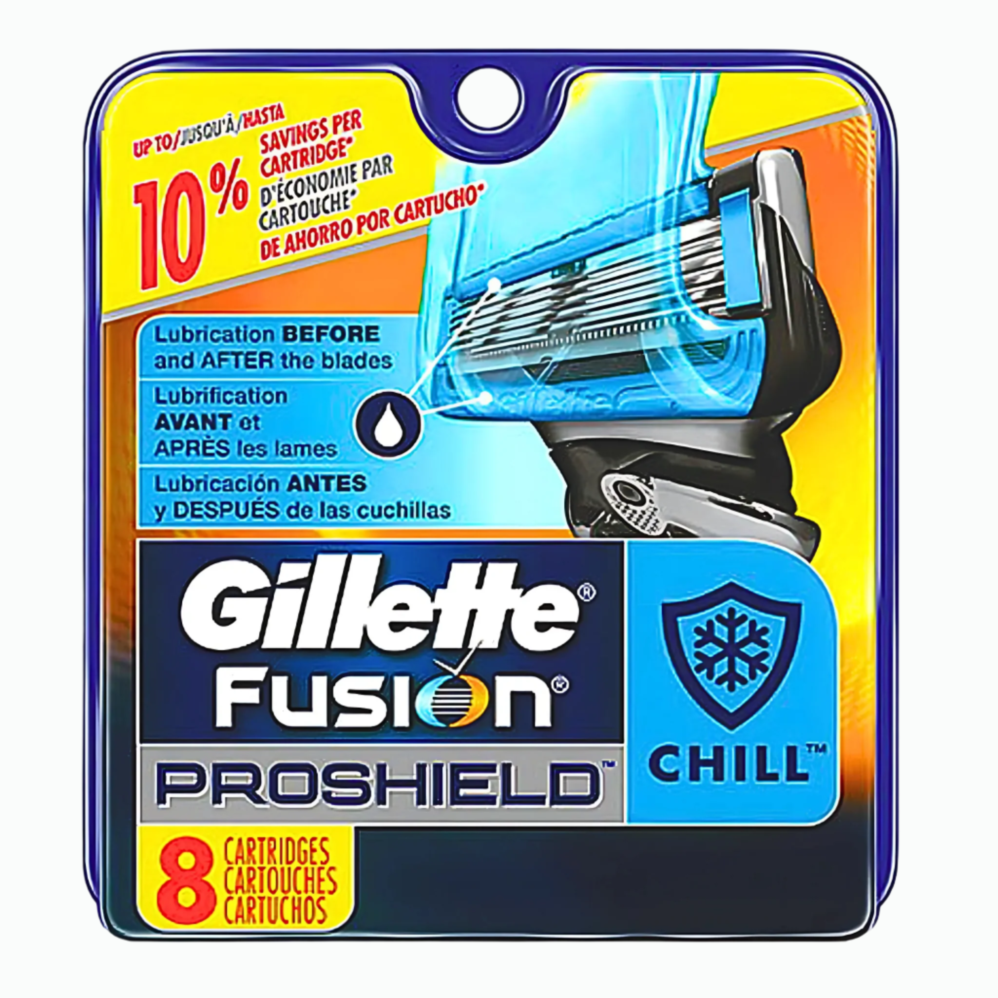 Gillette, Fusion ProShield Chill Razor Cartridges, Smooth and Cooling Shave for Men, 8 Count