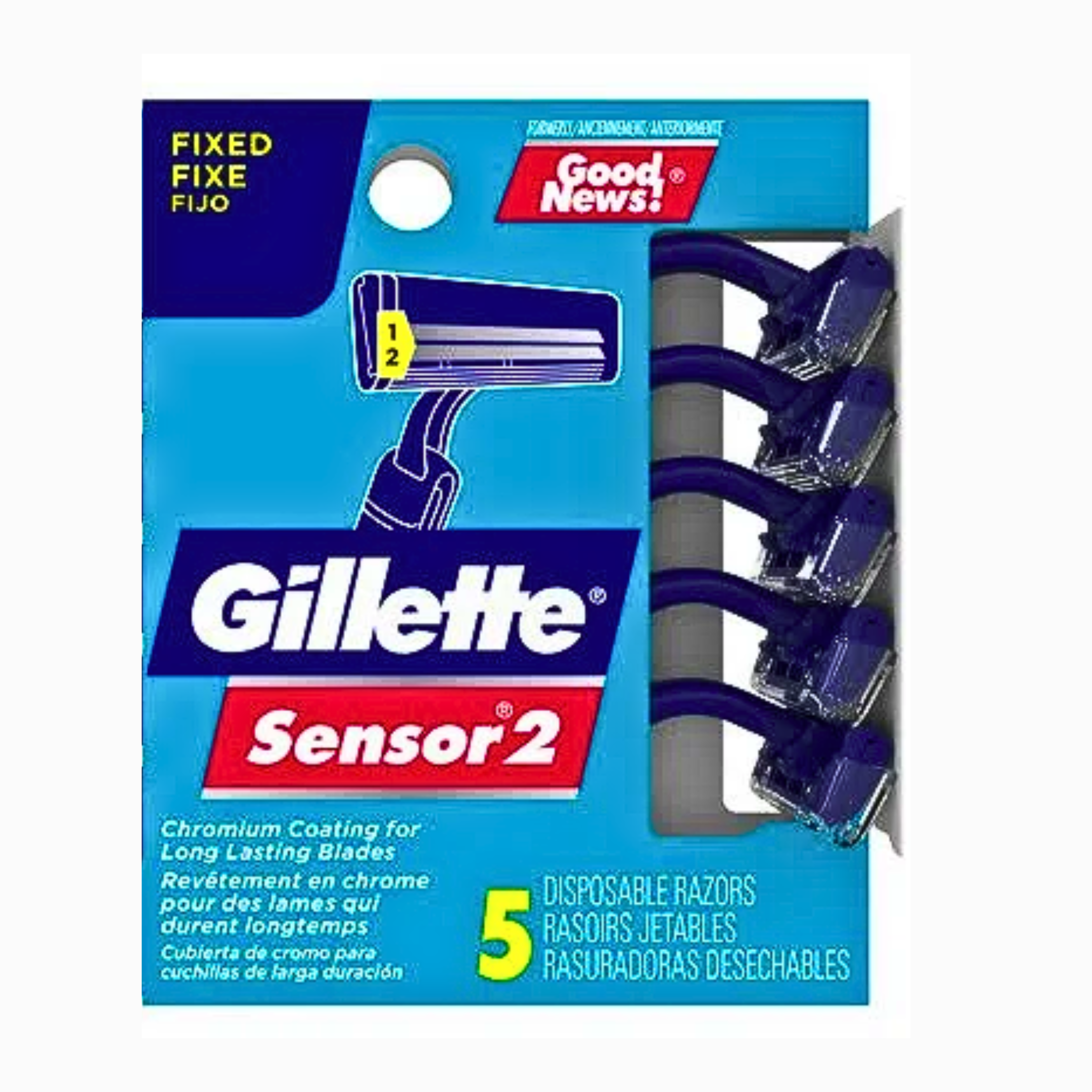 Gillette, Sensor2 Disposable Razors for Men, Twin Blade System, 5 Count Pack