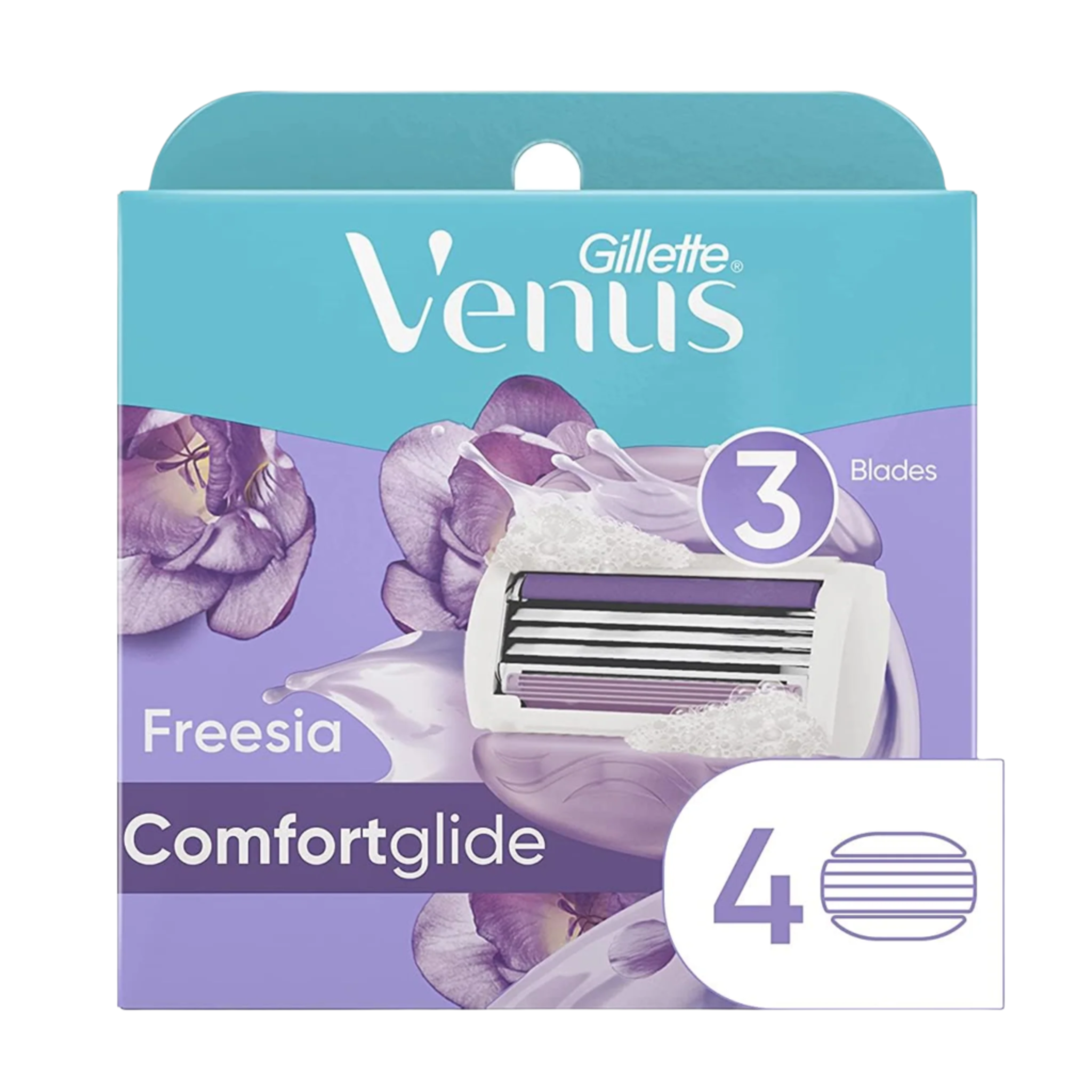 Gillette, Venus ComfortGlide Freesia Razor Blade Refills for Women, Smooth and Fragrant Shave, 4 Count