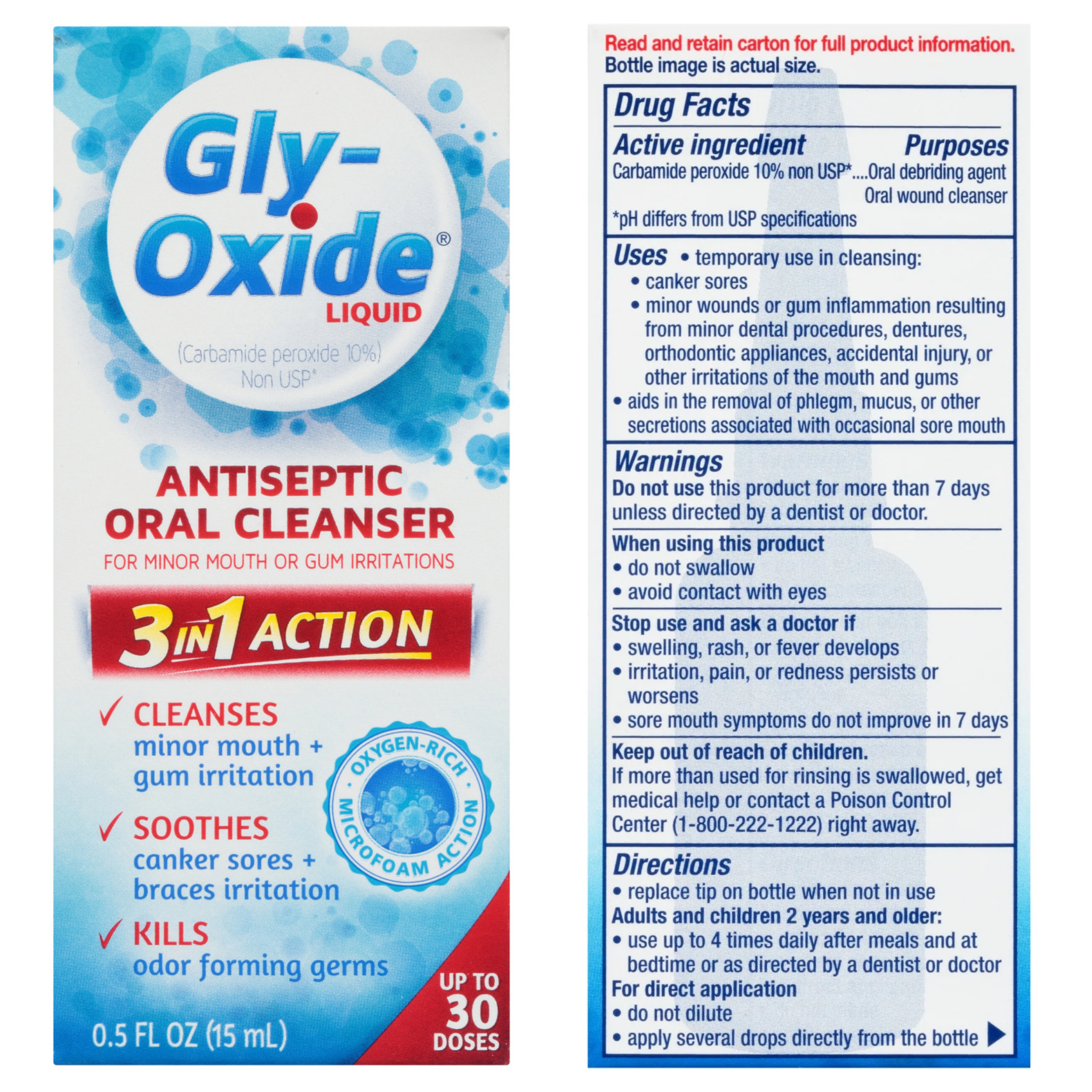 Gly-Oxide, Liquid Antiseptic Oral Cleanser for Soothing and Cleaning, 0.5 FL OZ