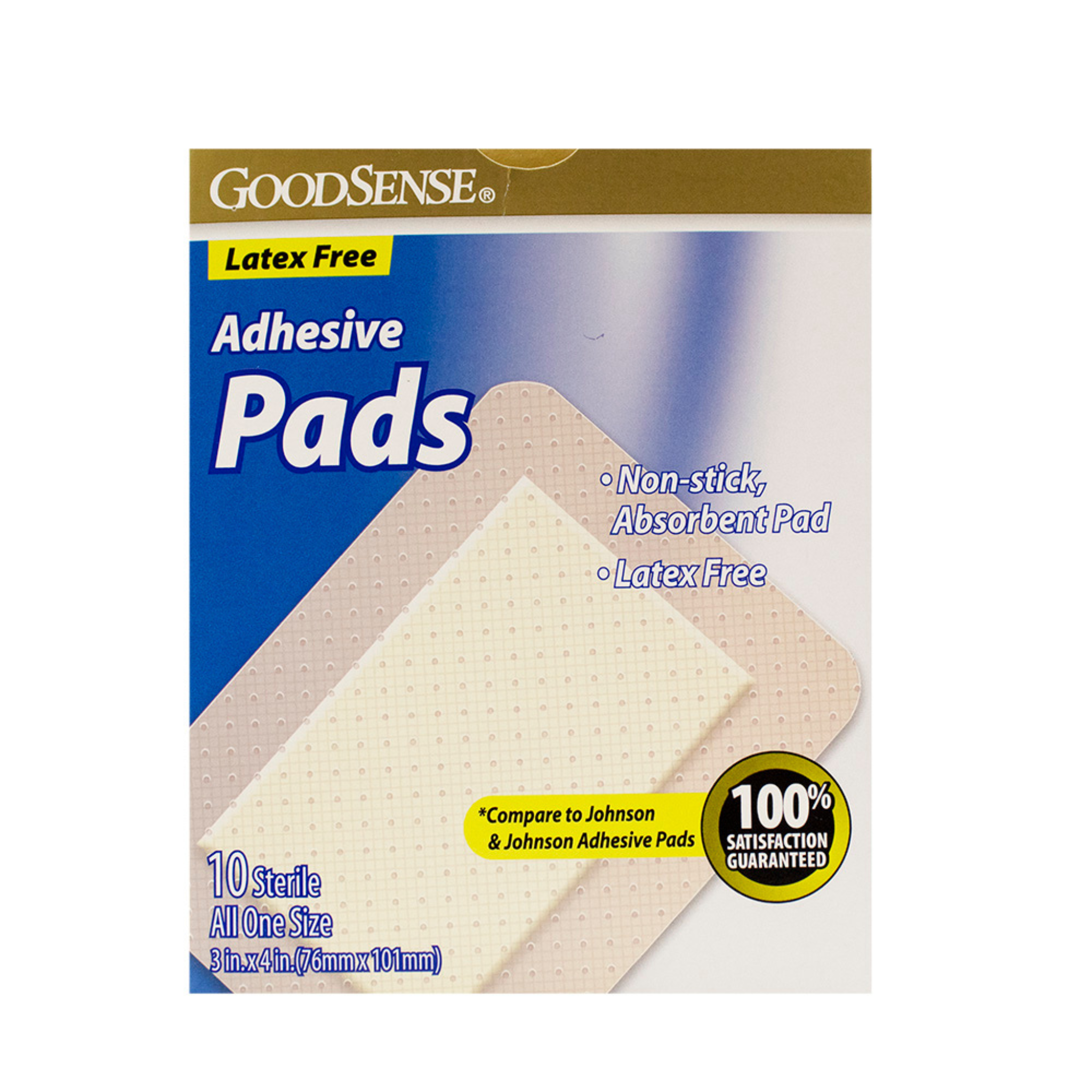 GoodSense Latex Free 3"x4" Adhesive Pads, 10 Count