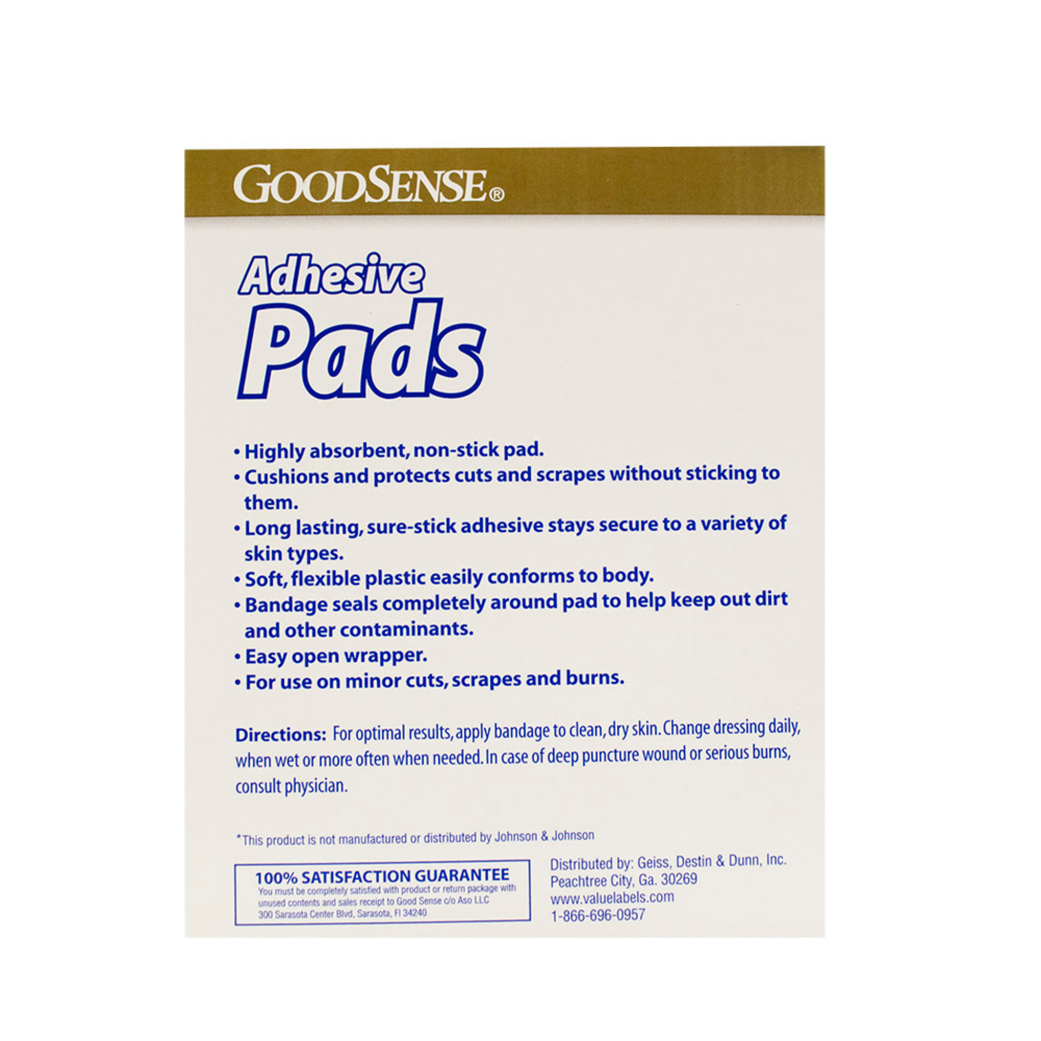 GoodSense Latex Free 3"x4" Adhesive Pads, 10 Count