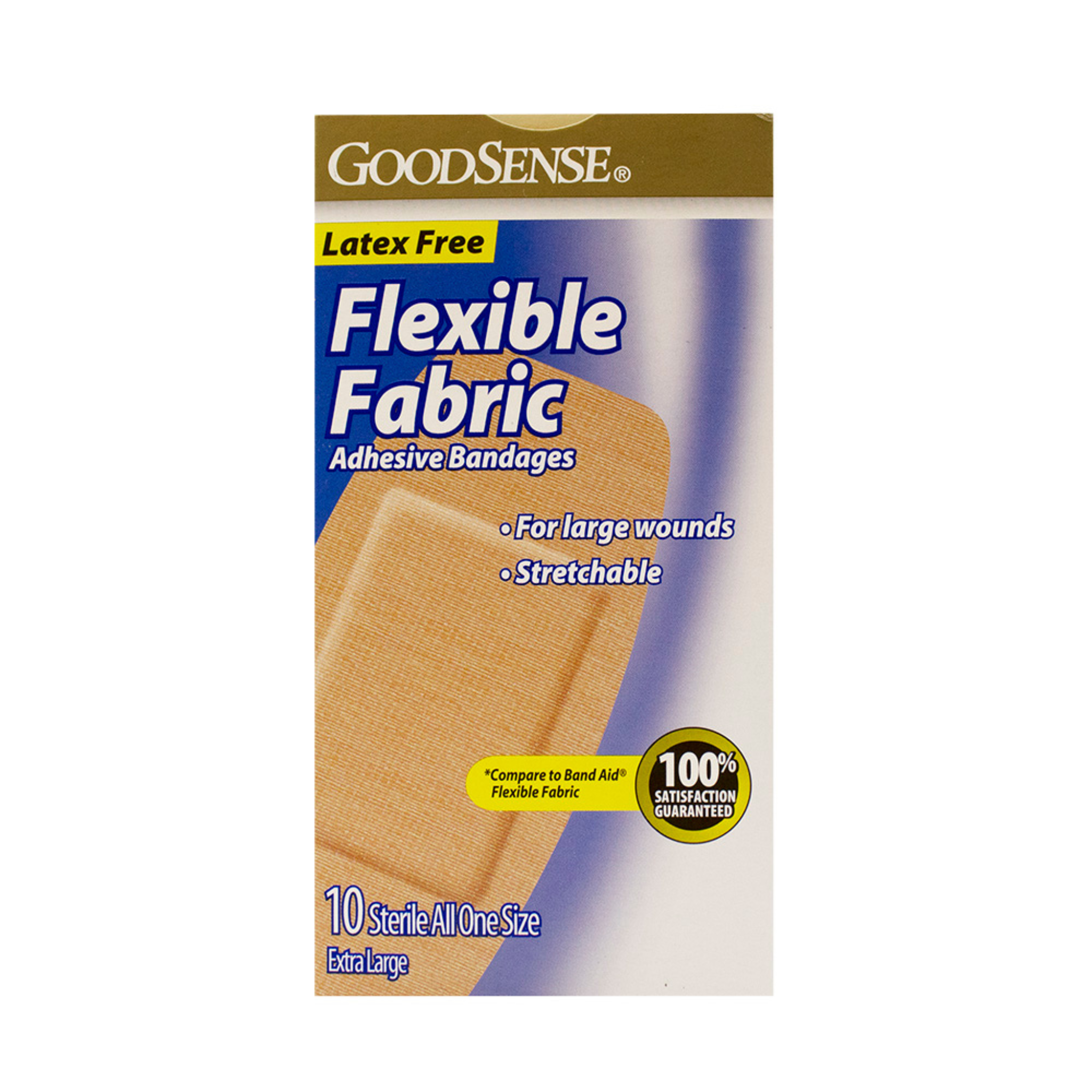 GoodSense Latex Free Flexible Fabric X-Large 2"x4" Bandages, 10 Count