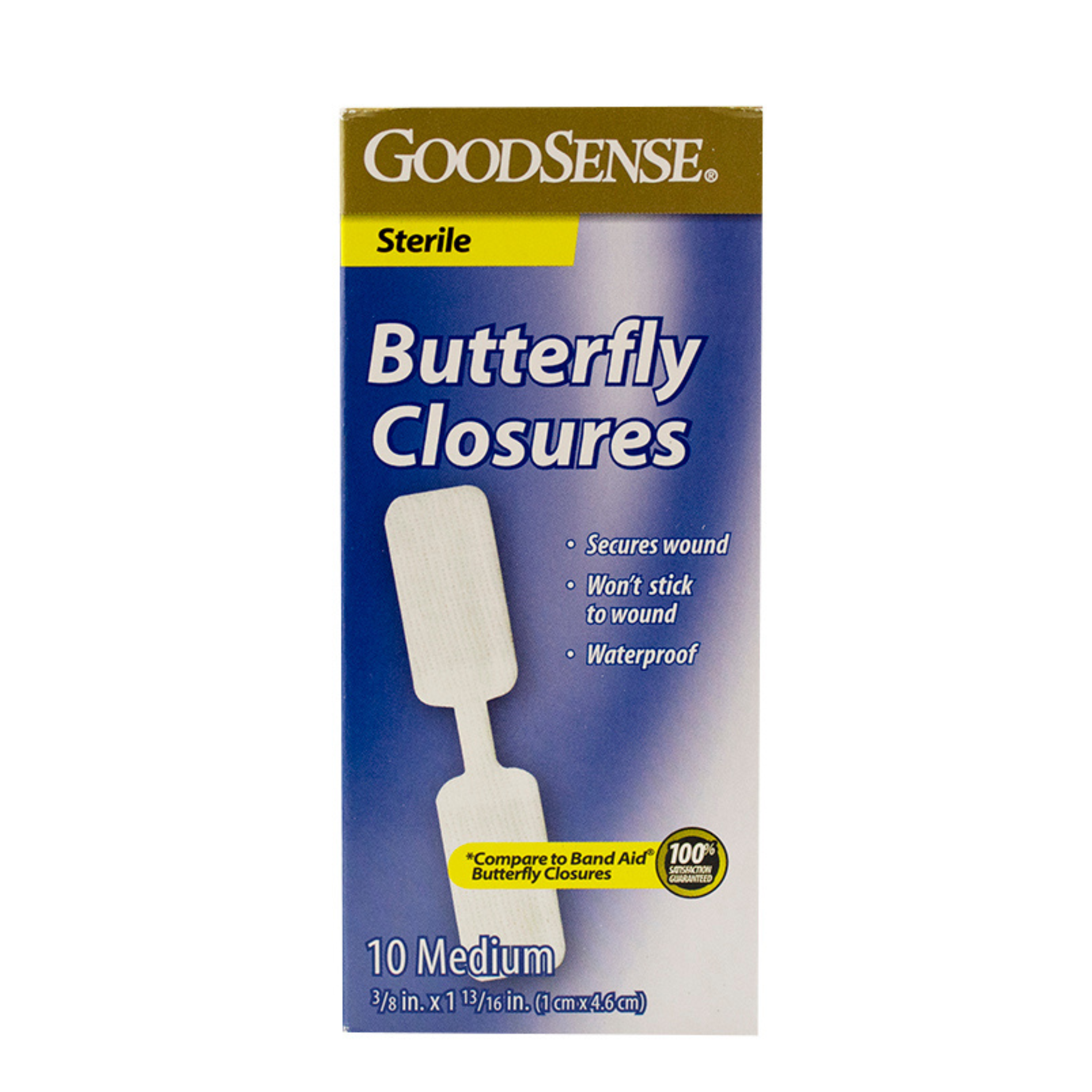 GoodSense Sterile Butterfly Closures, Medium 1-3/4" x 3/8, 10 Count