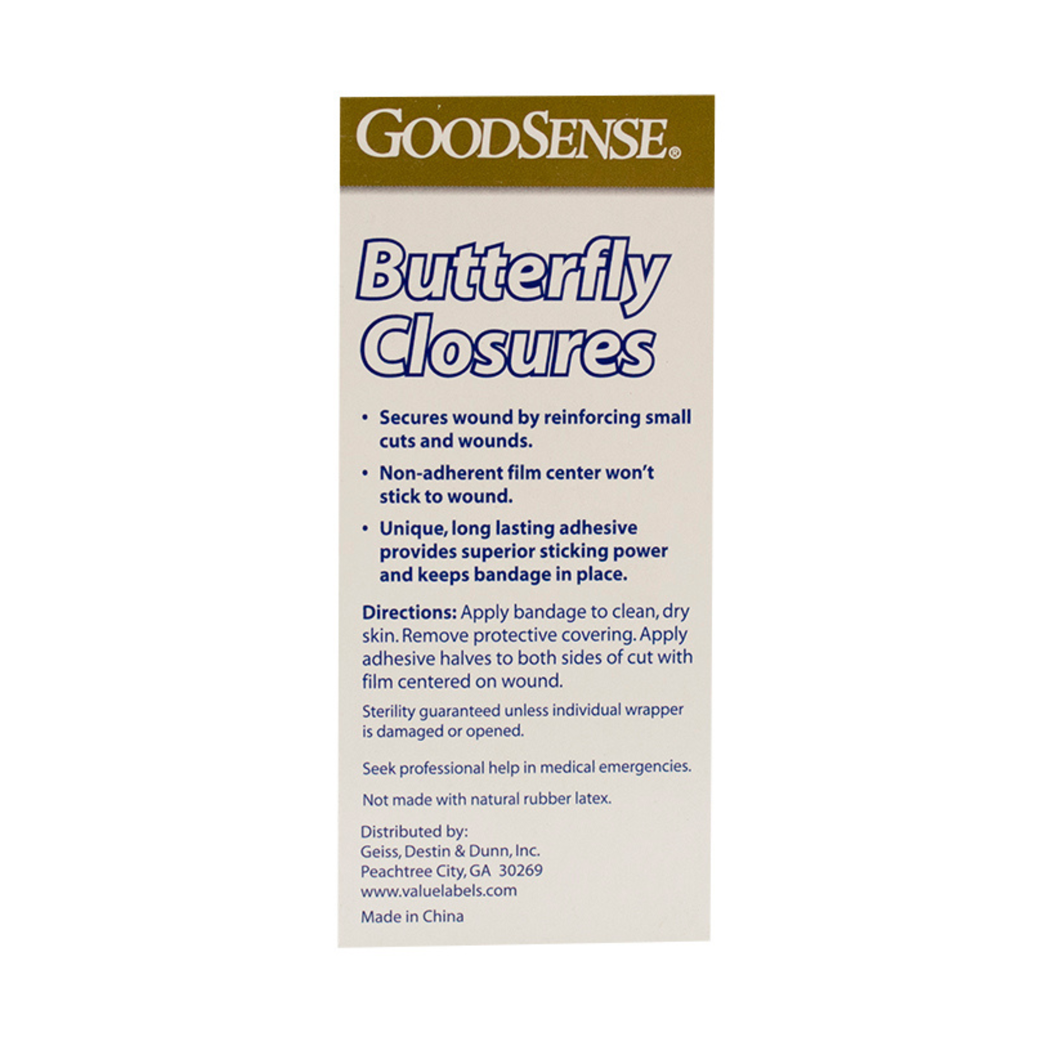 GoodSense Sterile Butterfly Closures, Medium 1-3/4" x 3/8, 10 Count