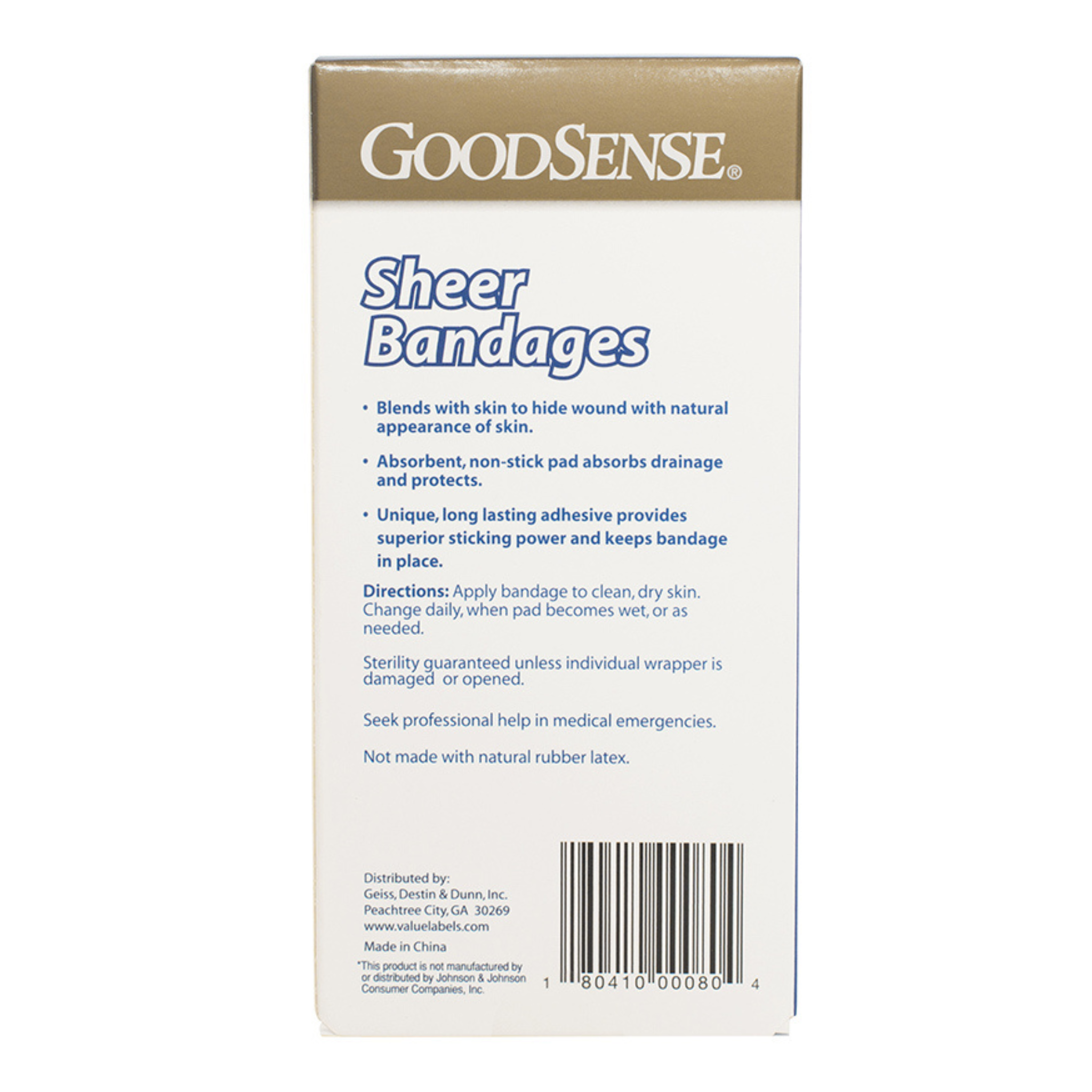 GoodSense Sterile Sheer Bandage, 2"x4, 10 Count