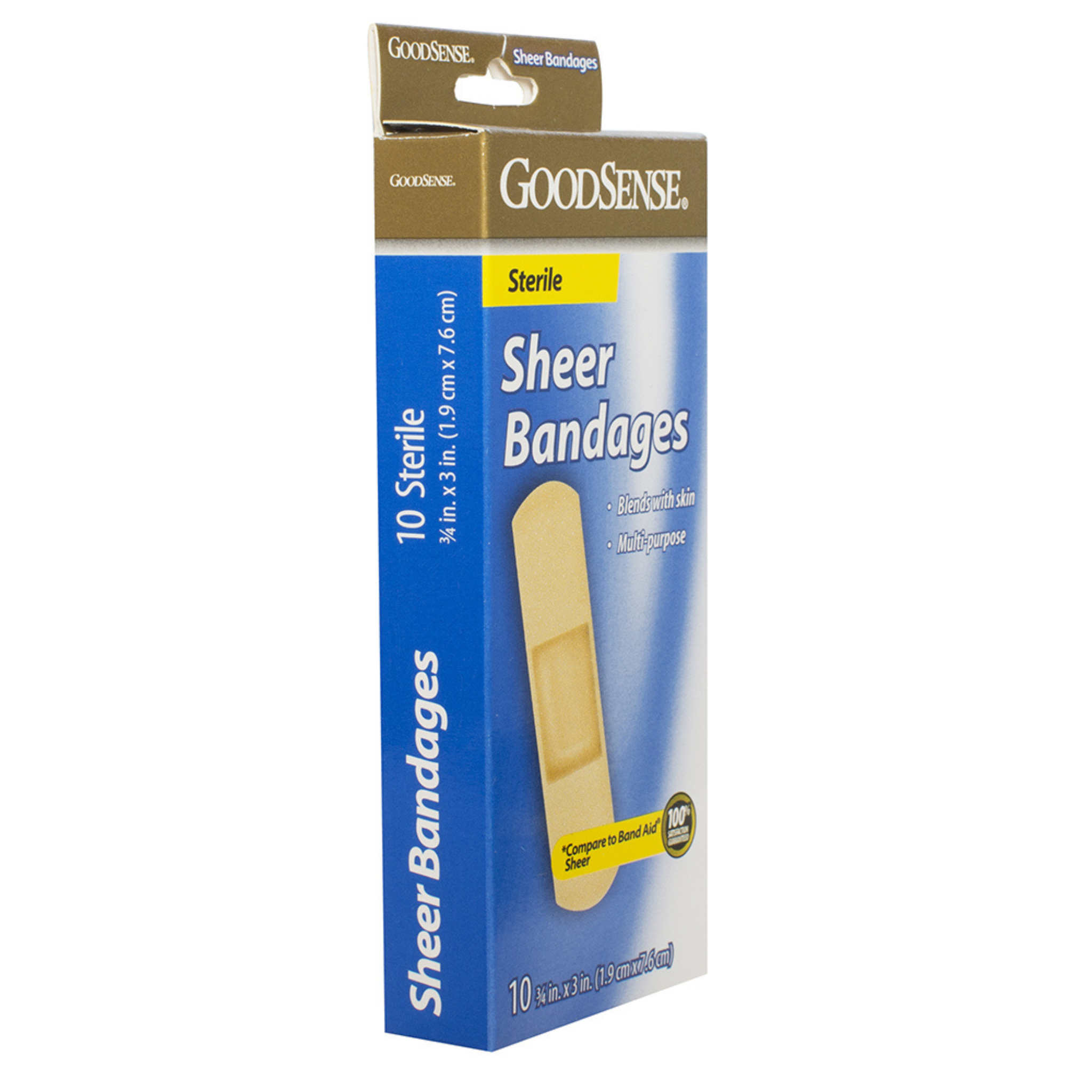 GoodSense Sterile Sheer Bandages, 3/4"x3", 10 Count