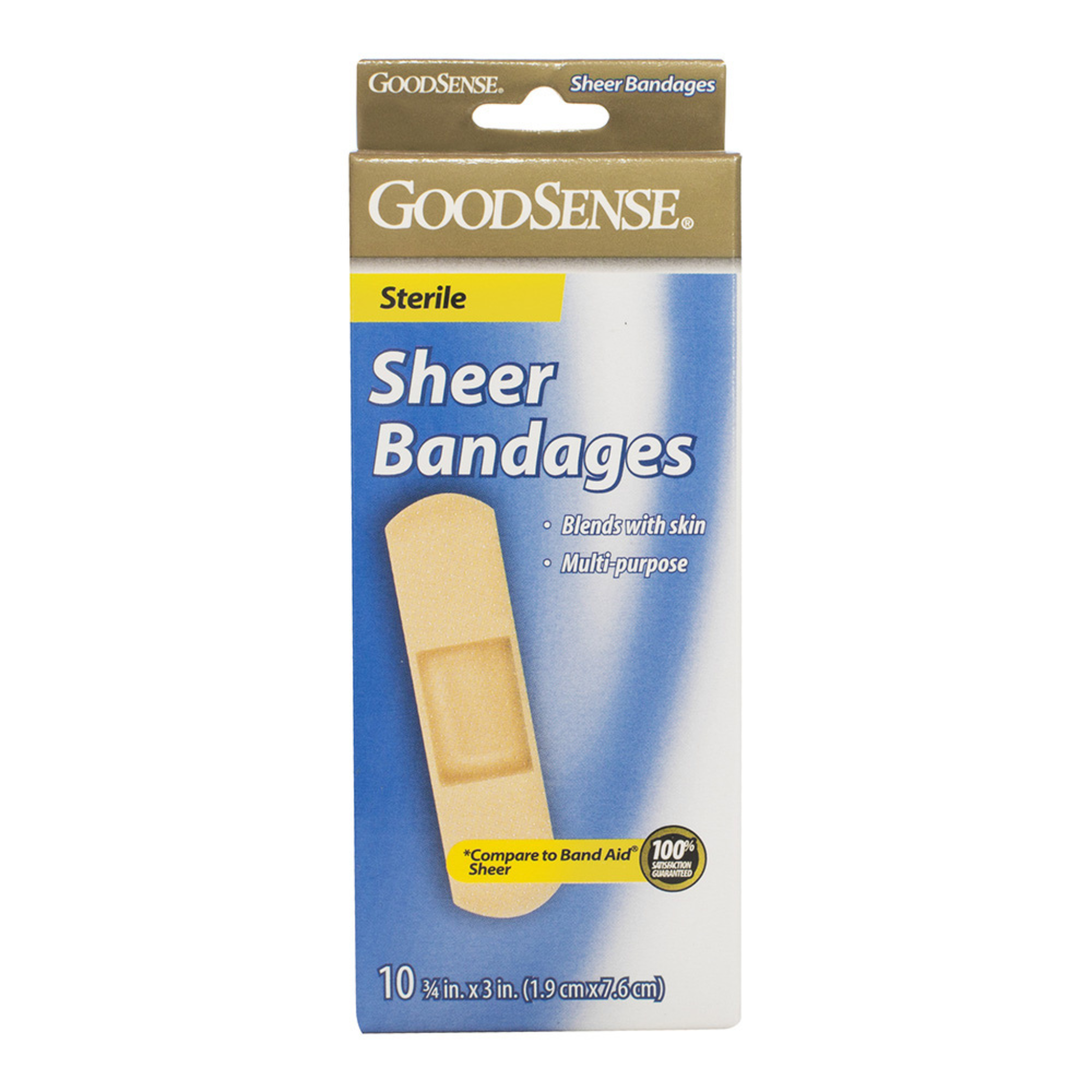 GoodSense Sterile Sheer Bandages, 3/4"x3", 10 Count