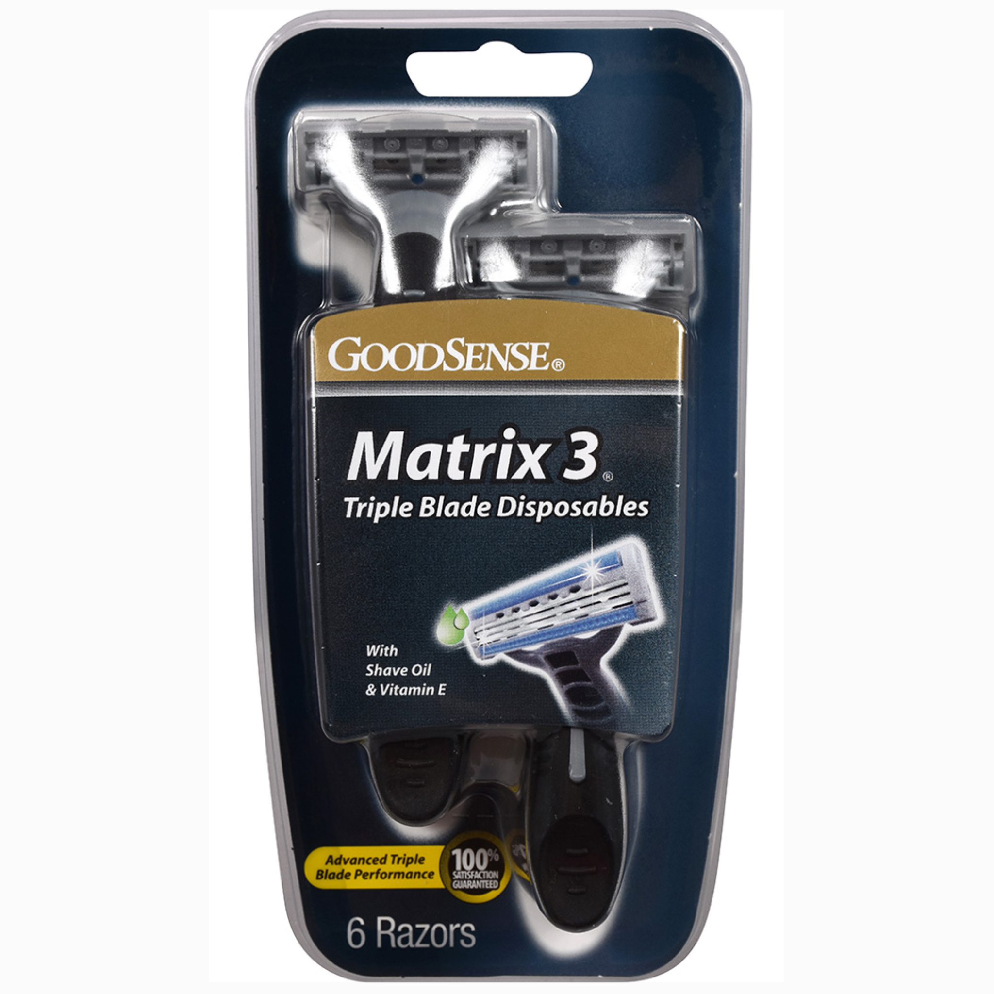 GoodSense, Matrix 3 Triple Blade Shavers, 2 Handles with 4 Razor Blade Refills, 1 Set