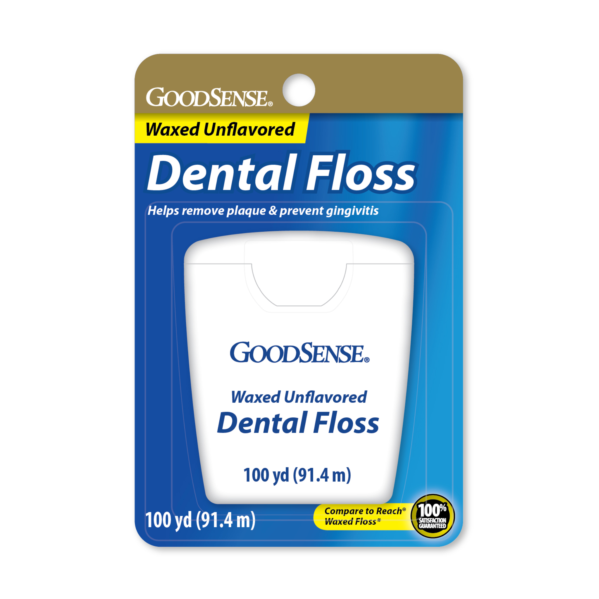 GoodSense, Waxed Dental Floss, Smooth and Effective Cleaning for Daily Oral Care, Unflavored, 100 Yards