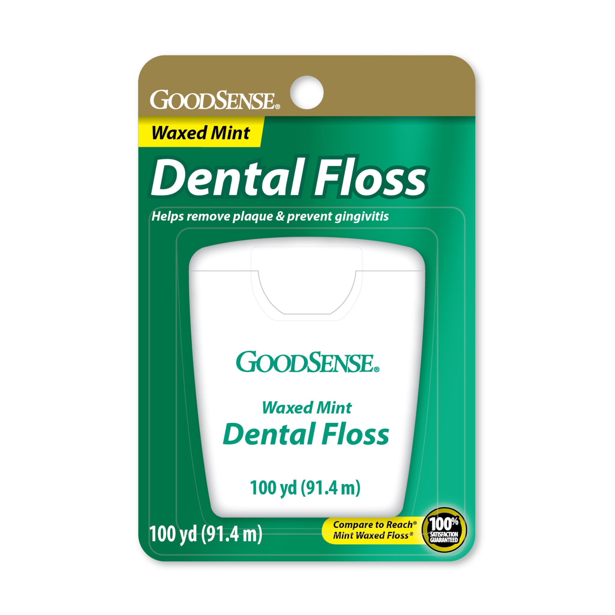 GoodSense, Waxed Mint Dental Floss, Fresh and Strong for Clean Teeth, 100 Yards