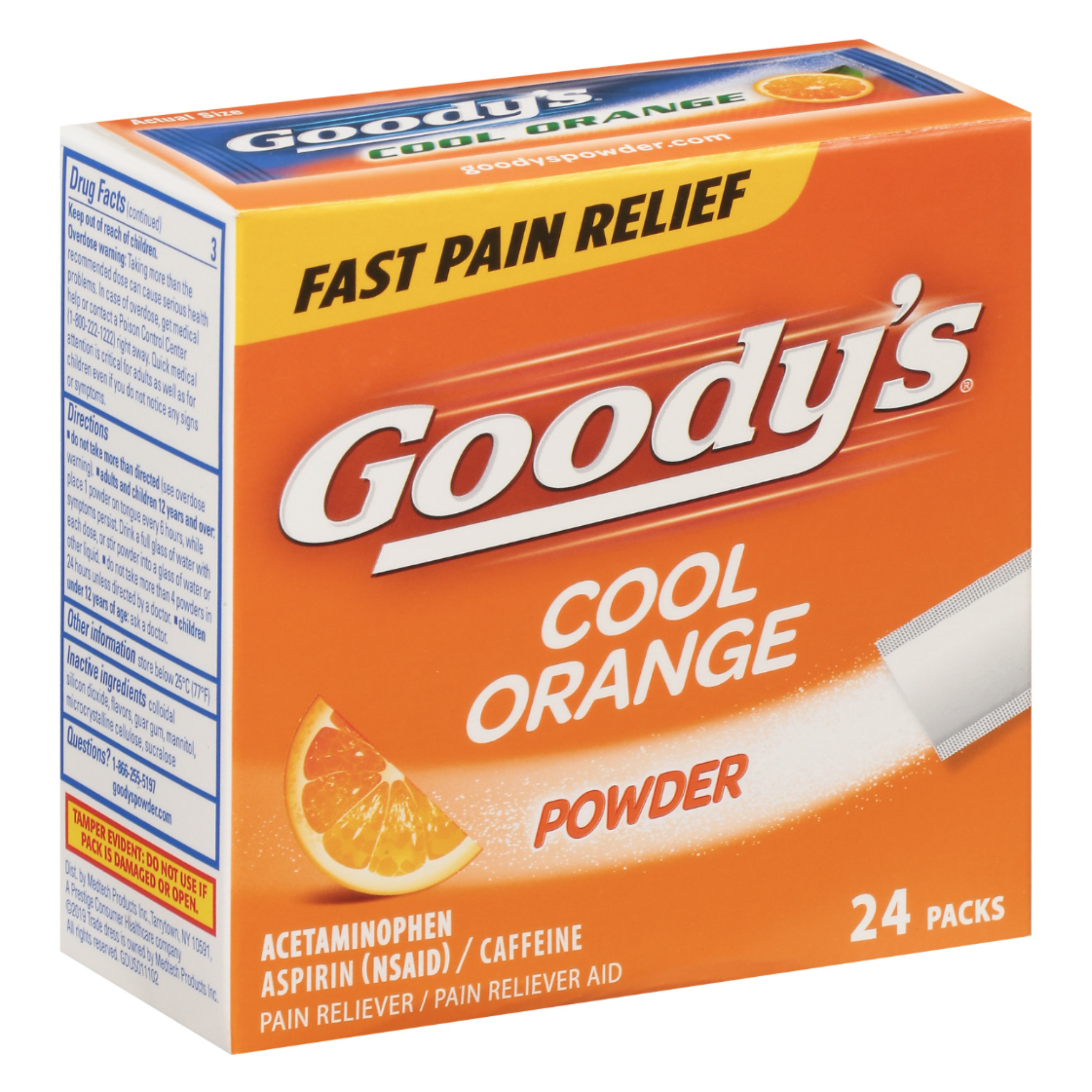 Goody's Extra Strength Headache Powder, Cool Orange Flavor, 24 Powder Sticks