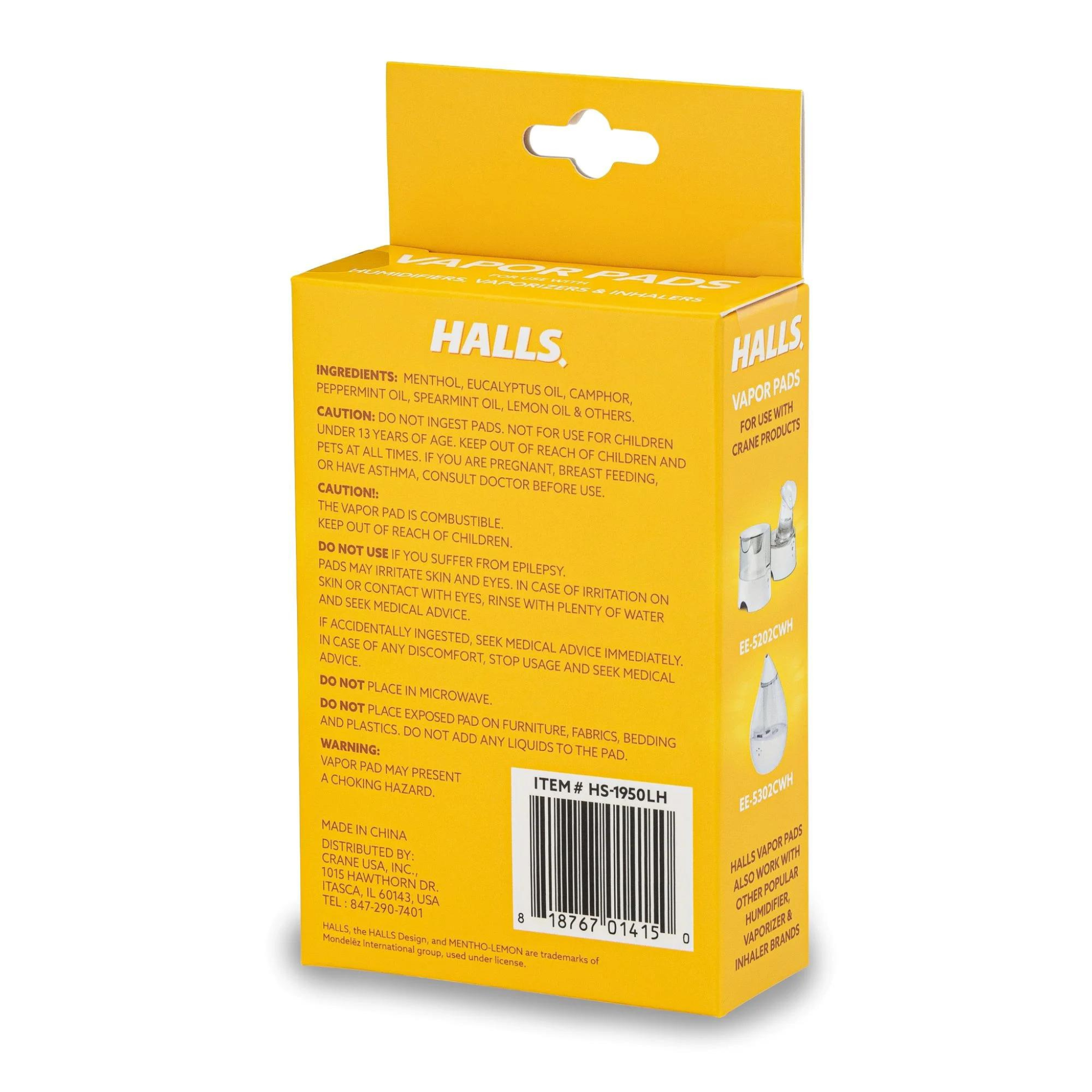 HALLS Mentho-Lemon Scented Vapor Pads, 12 Count