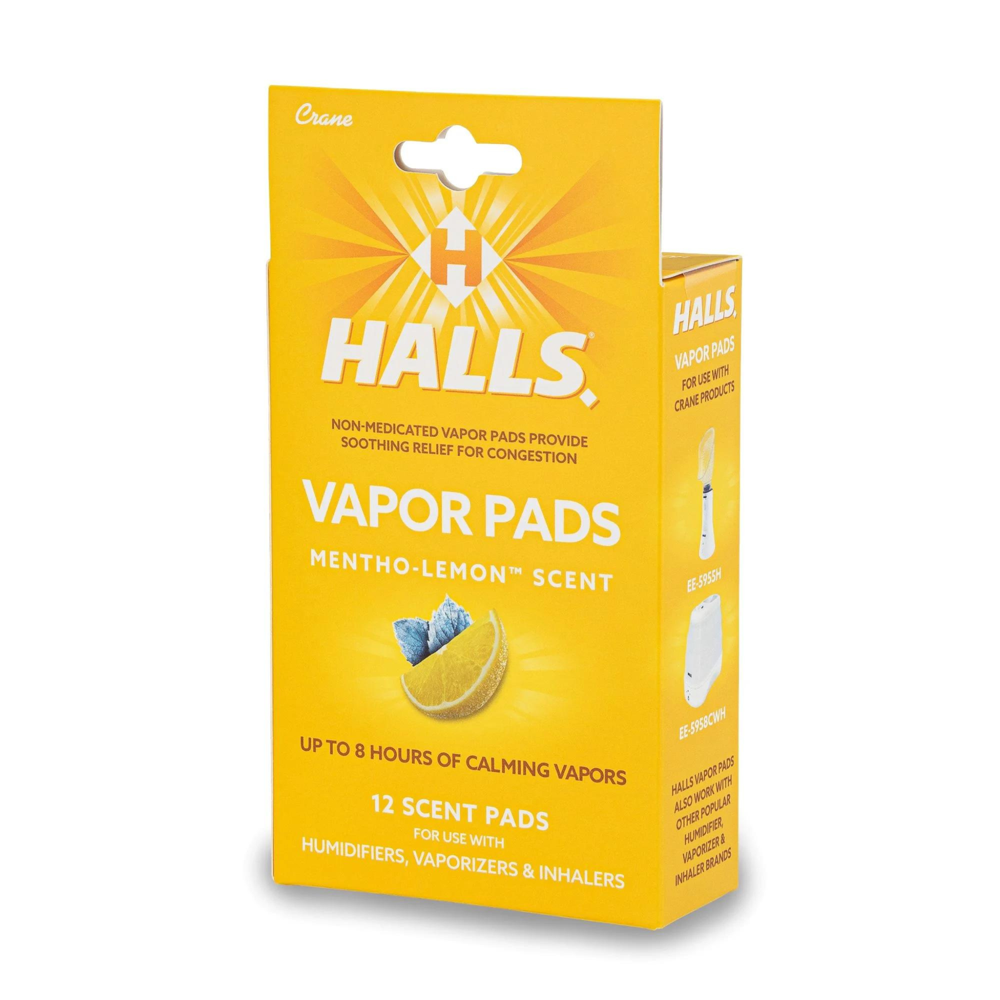 HALLS Mentho-Lemon Scented Vapor Pads, 12 Count