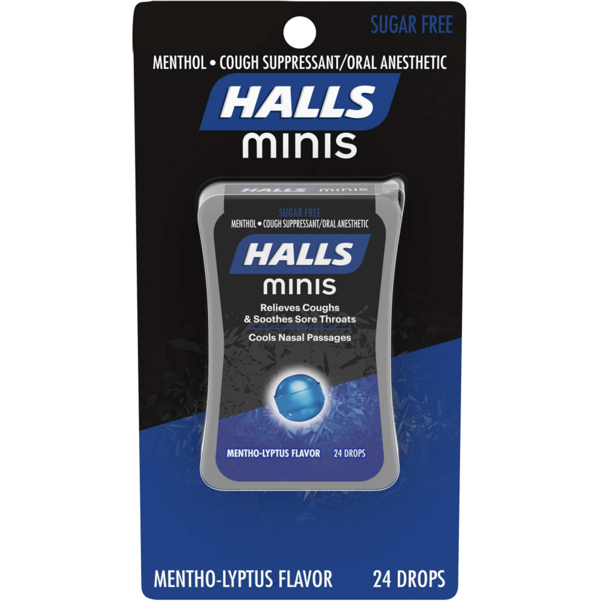 HALLS Minis Mentho-Lyptus Flavor Sugar Free Cough Drops, 24 Drops