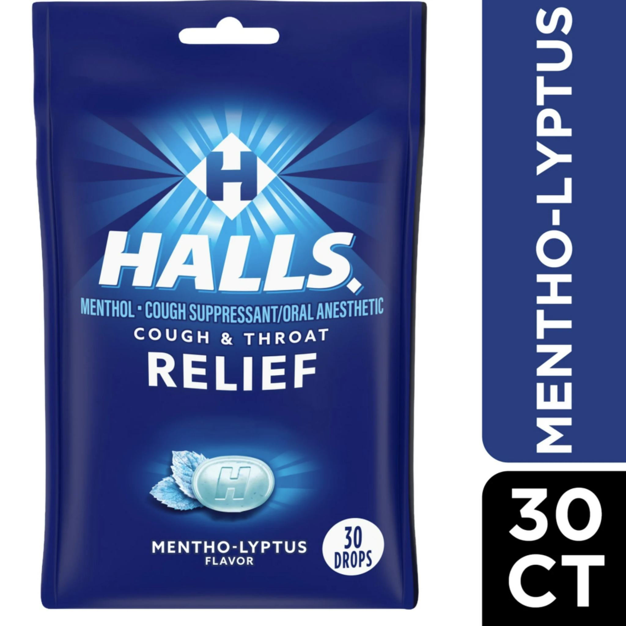 HALLS Relief Mentho-Lyptus Cough Drops, 30 Drops