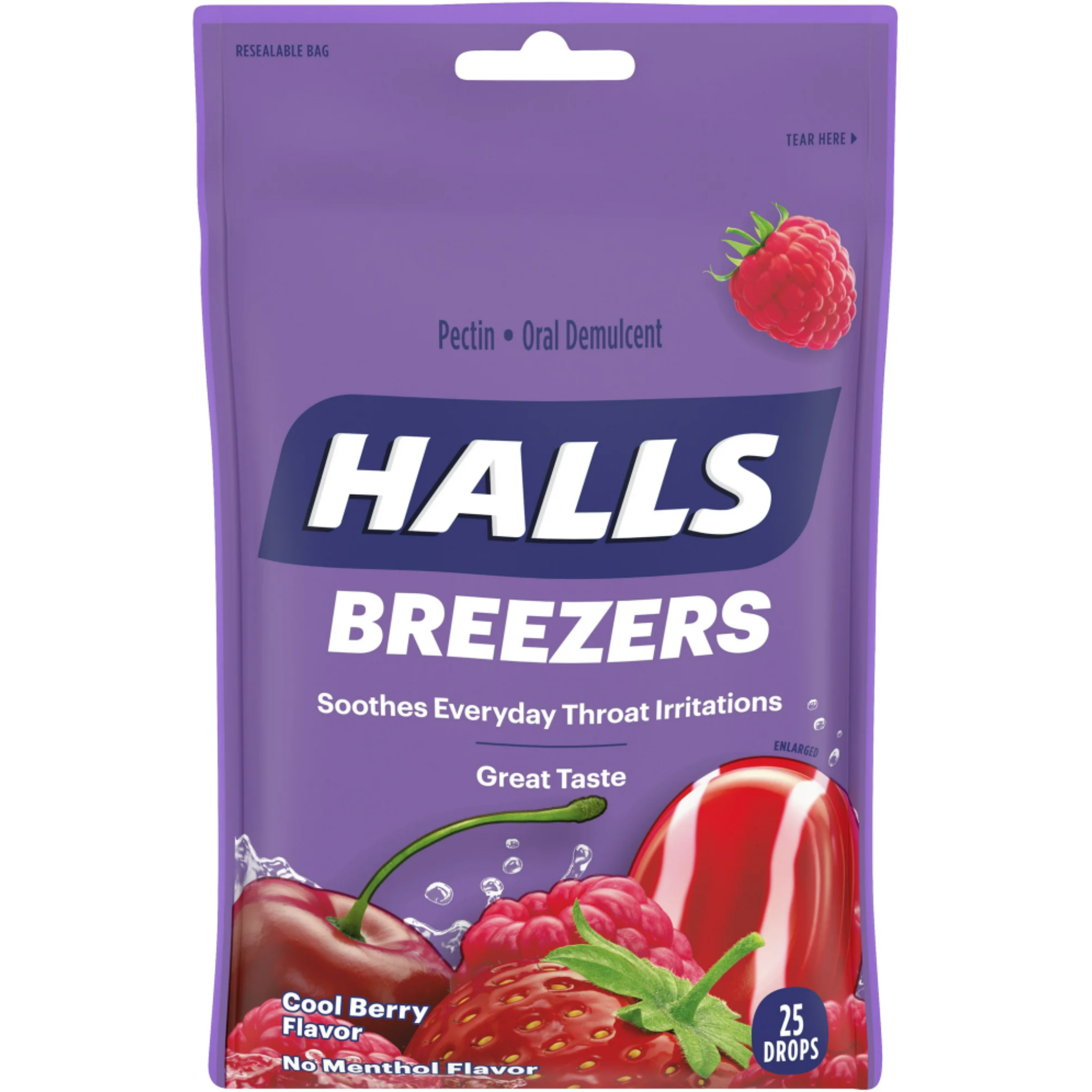 HALLS Throat Soothing Cool Berry Throat Drops, 25 Drops