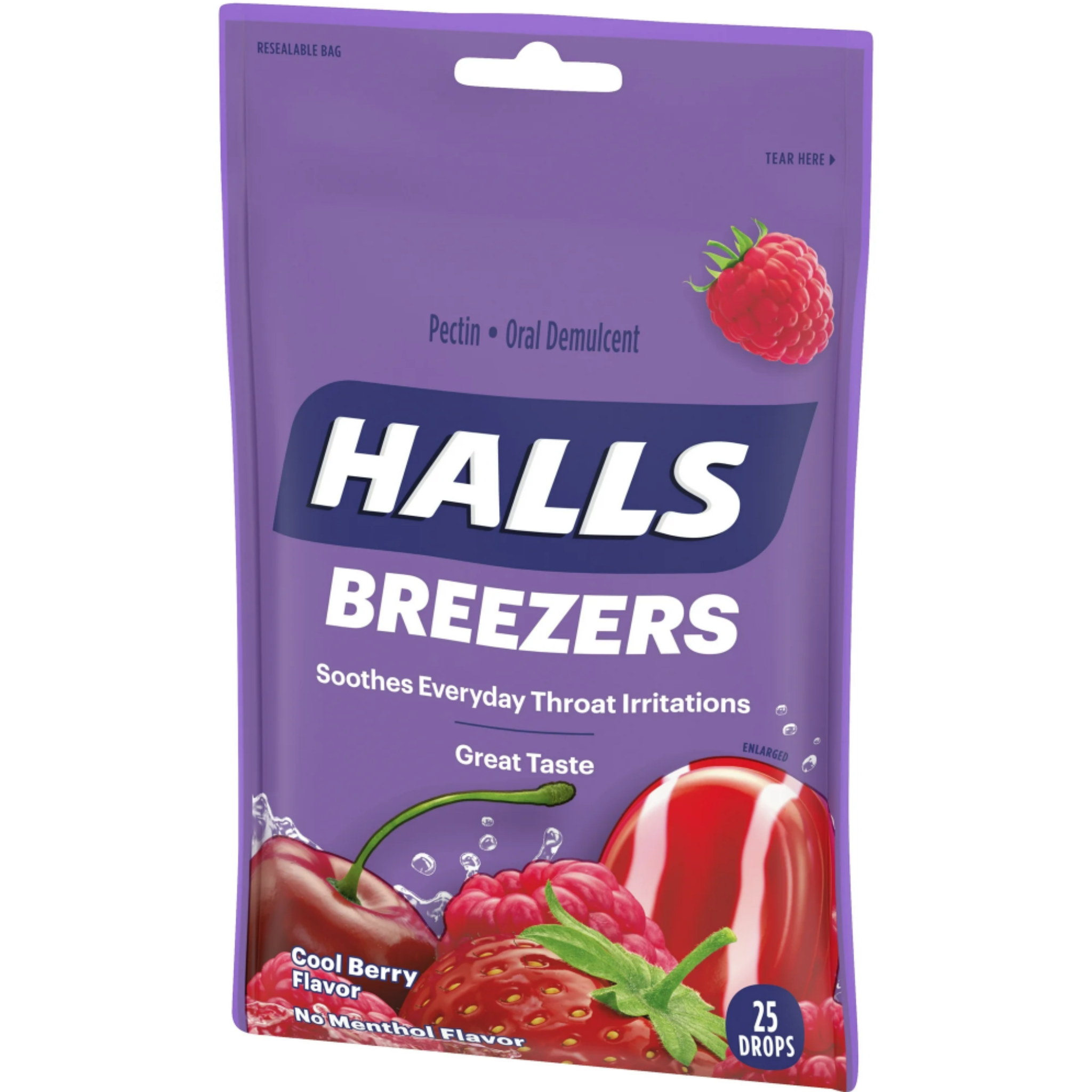 HALLS Throat Soothing Cool Berry Throat Drops, 25 Drops