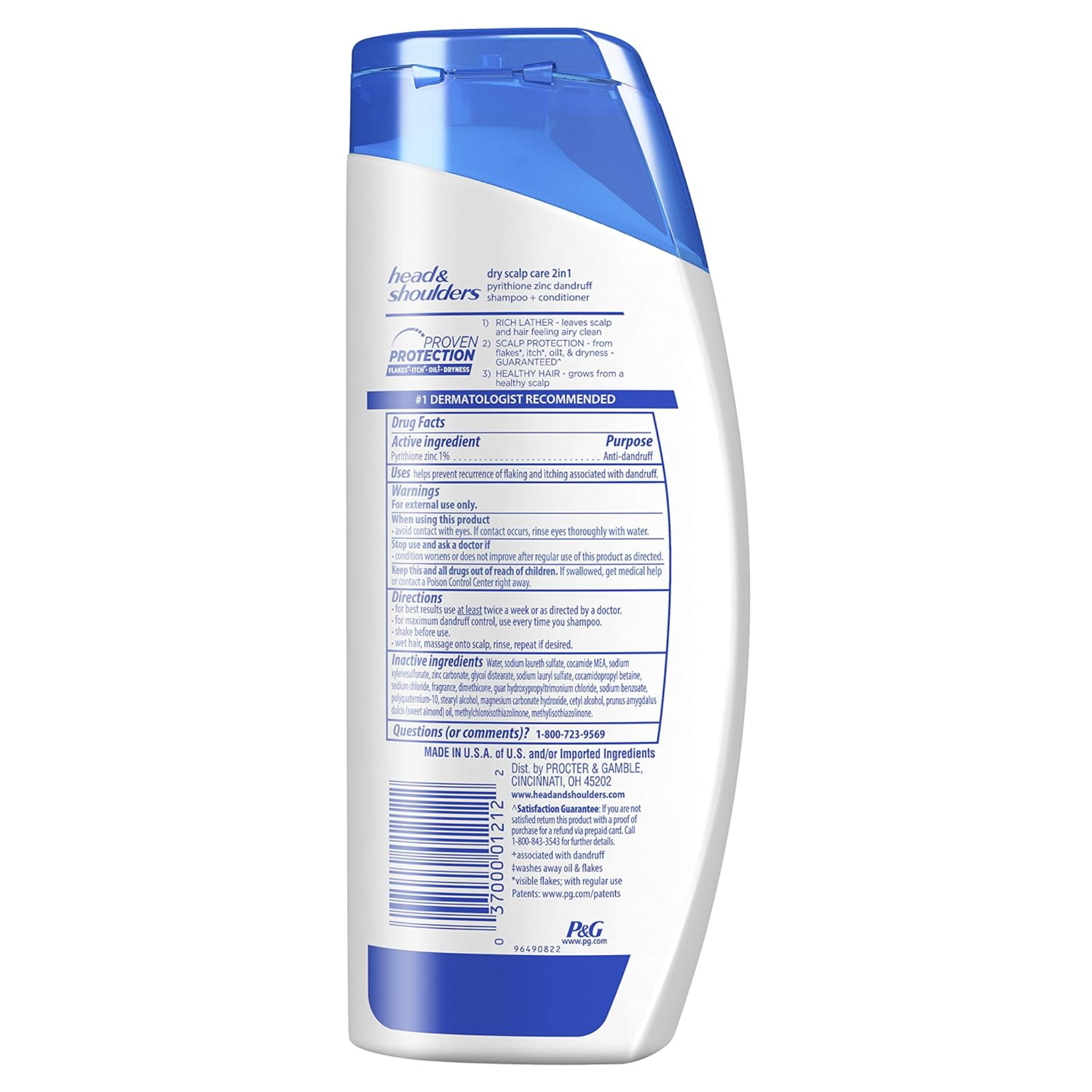 Head & Shoulders, 2 in 1 Dandruff Shampoo and Conditioner, Dry Scalp Care with Moisturizing Formula, 12.5 oz